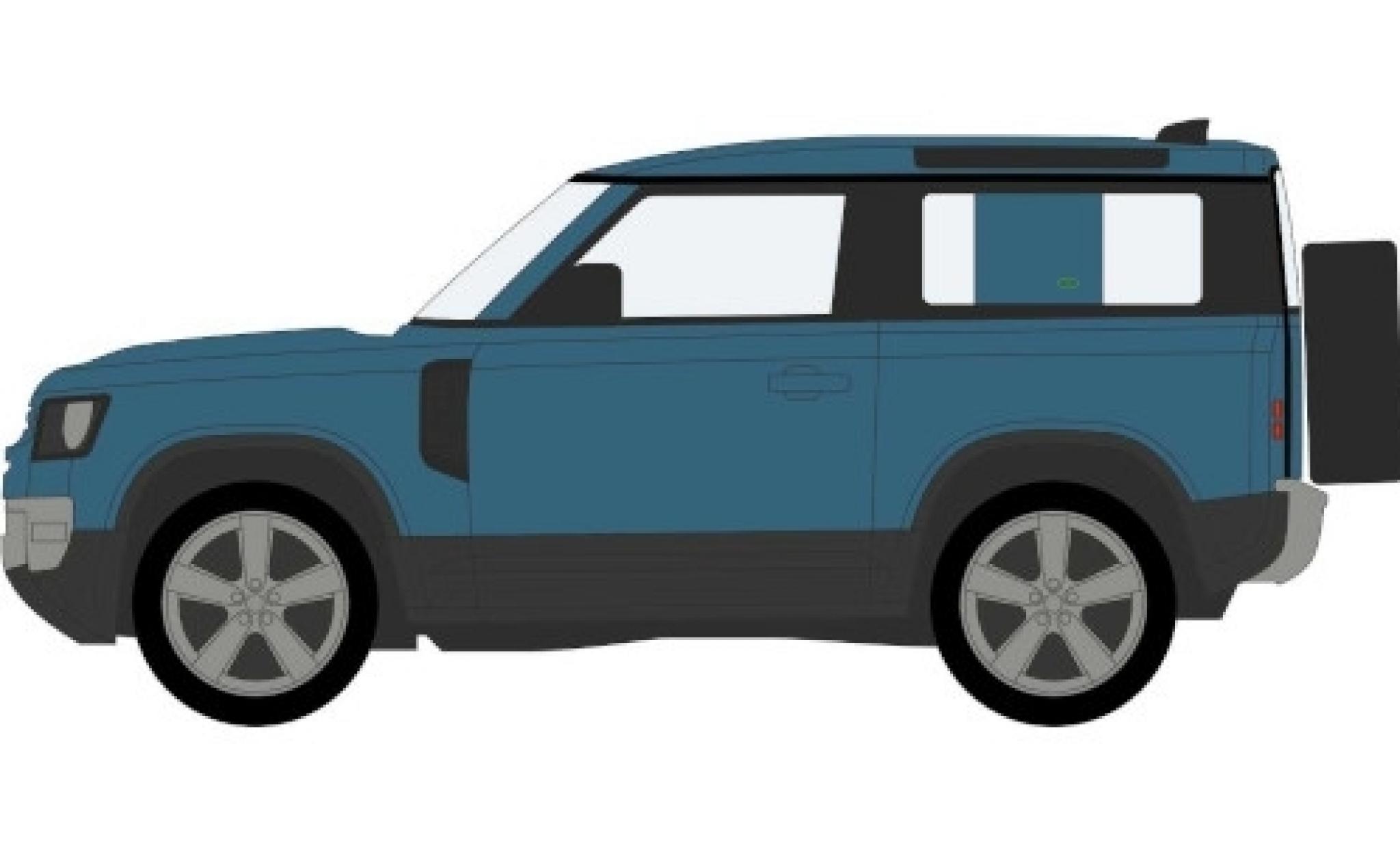 Land Rover Defender 1/76 Oxford 90 blu RHD modellino in miniatura