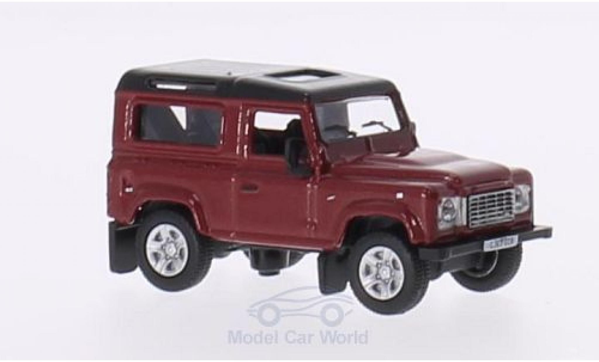 Land Rover Defender 1/76 Oxford 90 metallico rosso/metallico nero RHD Station Wagon modellino in miniatura