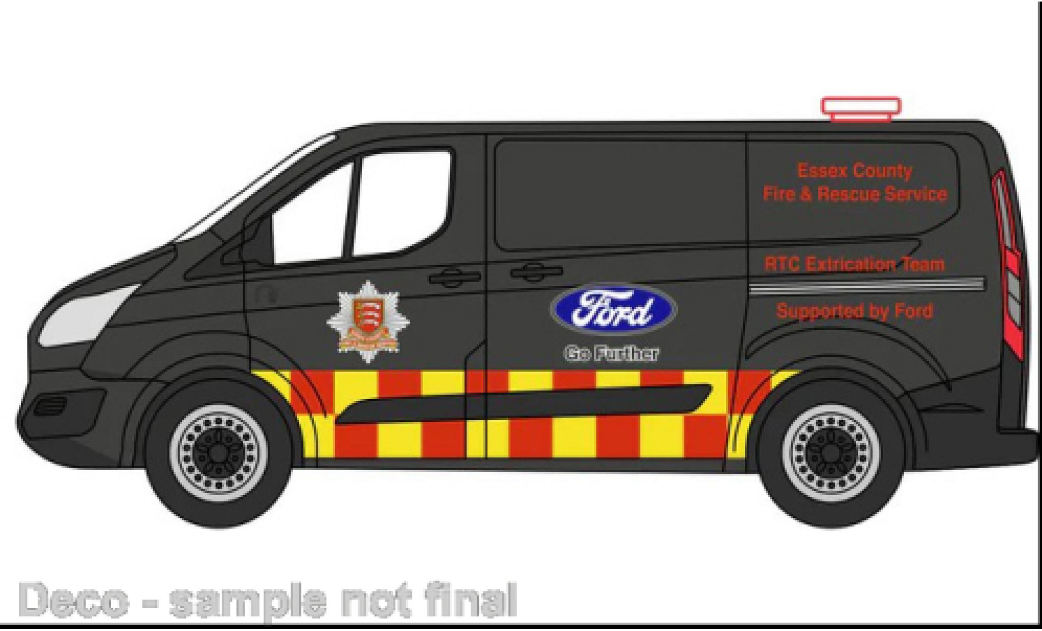 Ford Transit 1/76 Oxford Custom Essex County Fire & Rescue Service modellino in miniatura
