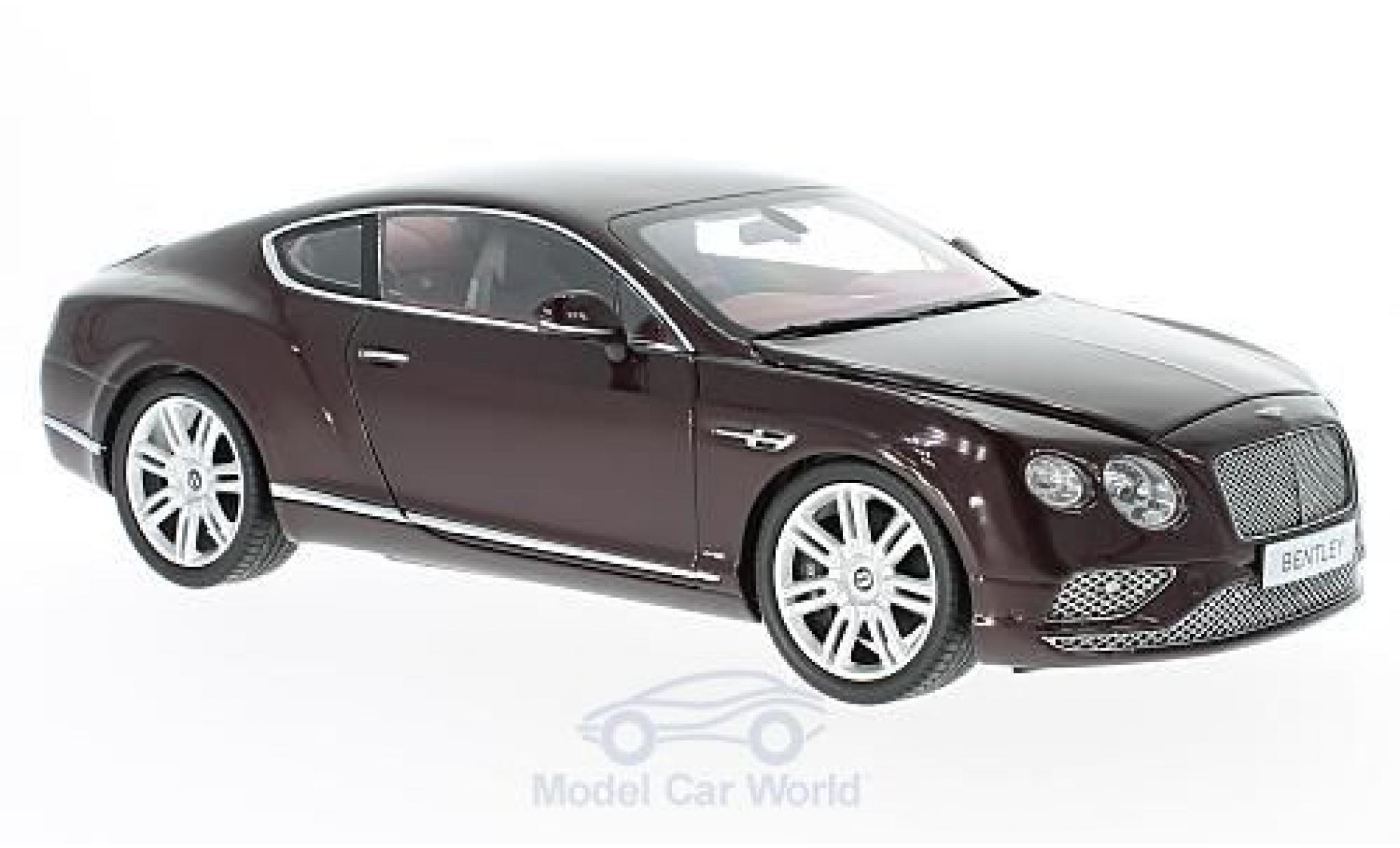 Bentley Continental T 1/18 Paragon GT rosso RHD 2016 modellino in miniatura