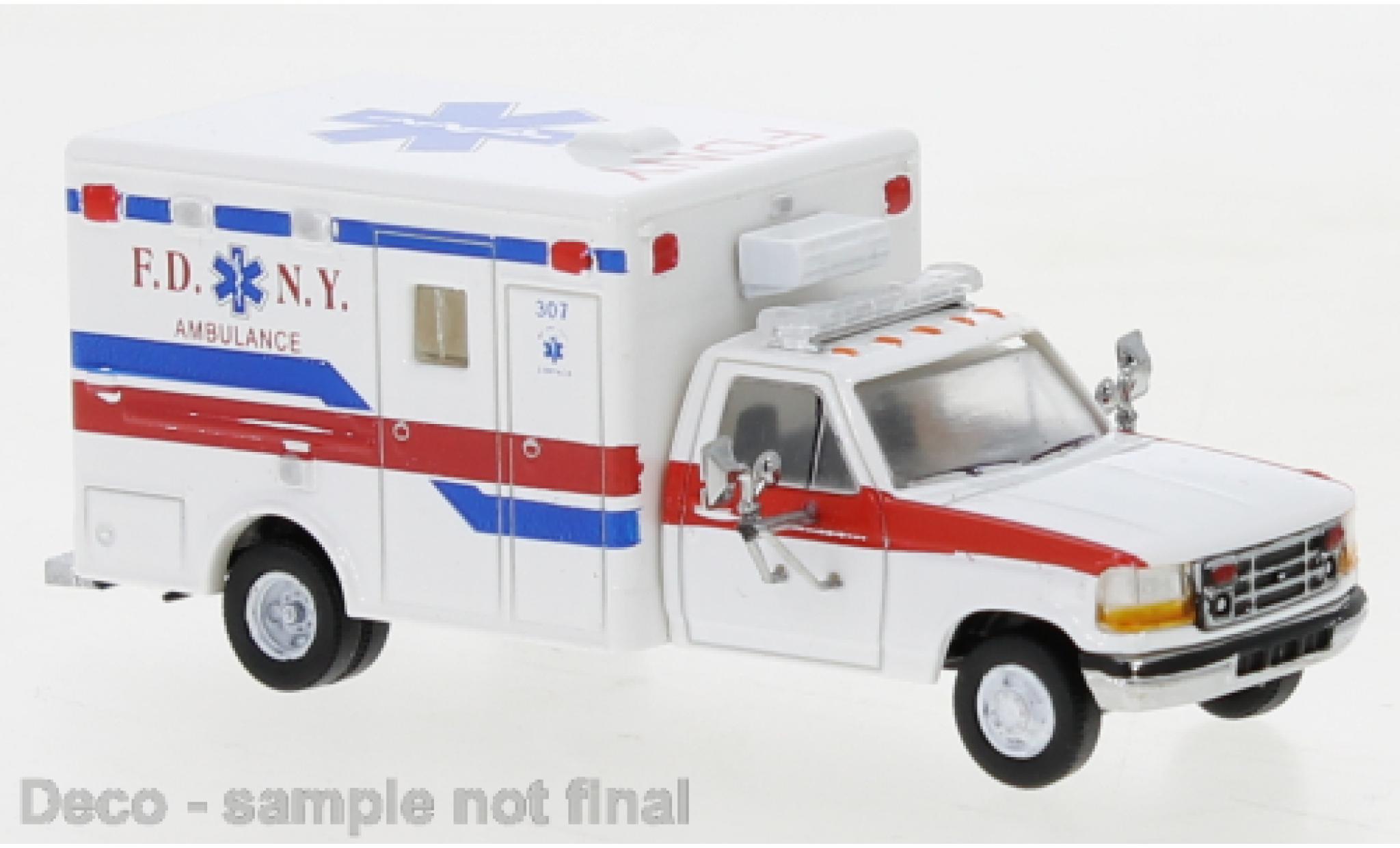 Ford F-350 1/87 PCX87 Horton Ambulance bianco FDNY 1997 modellino in miniatura