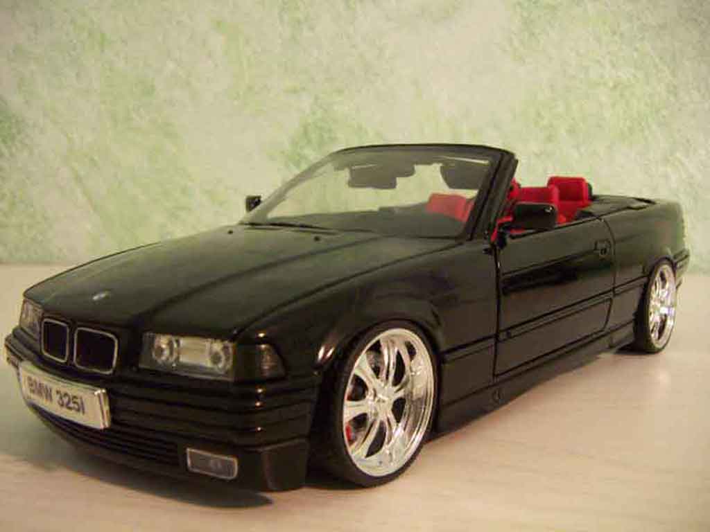 Bmw 325 E36 1/18 Maisto E36 cabriolet nero jantes 18 pouces modellino in miniatura