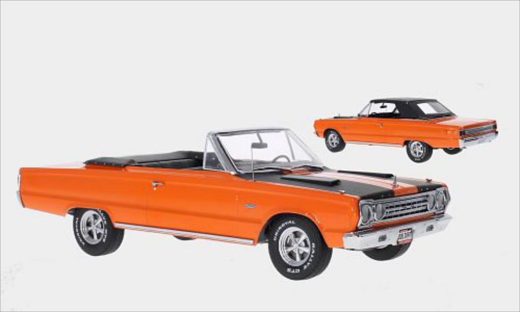 Plymouth Belvedere 1/18 Greenlight GTX Convertibile orange/matt-nero 1967 modellino in miniatura