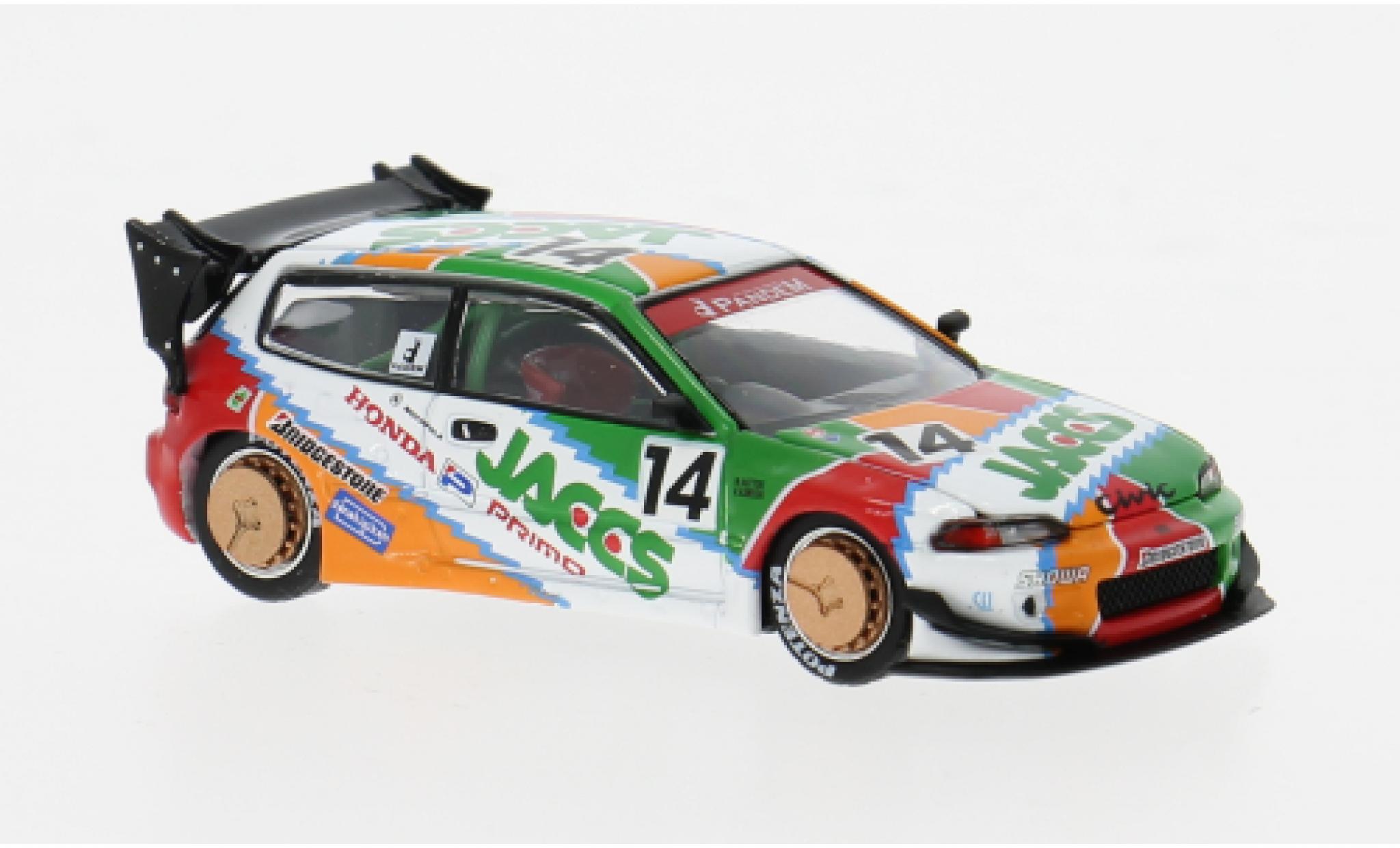 Honda Civic 1/64 Pop Race EG6 v1.5 weiss/Dekor 1:64 modellino in miniatura
