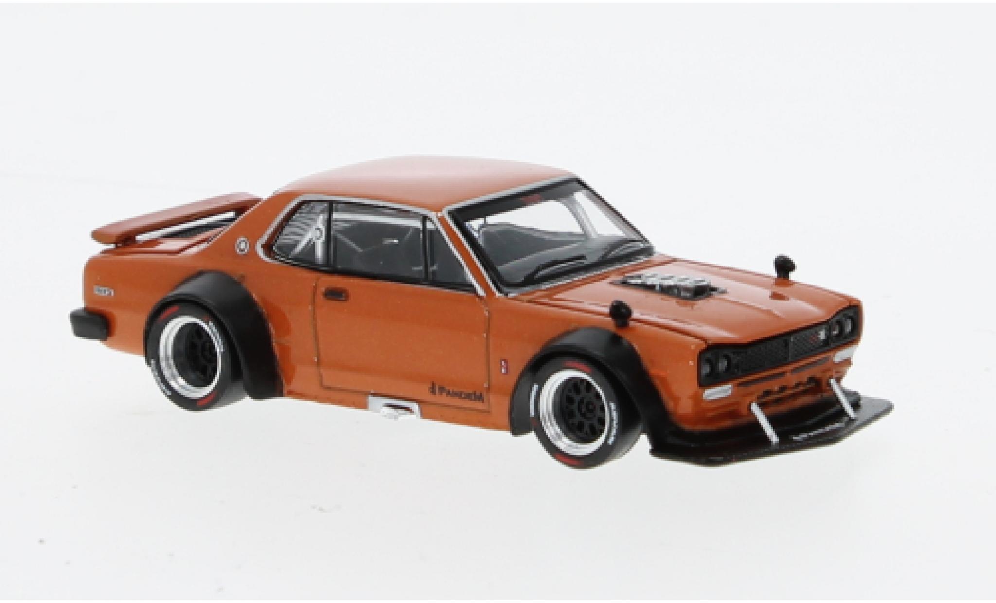 Nissan Skyline 1/64 Pop Race GT-R V8 Drift orange RHD Hakosuka modellino in miniatura