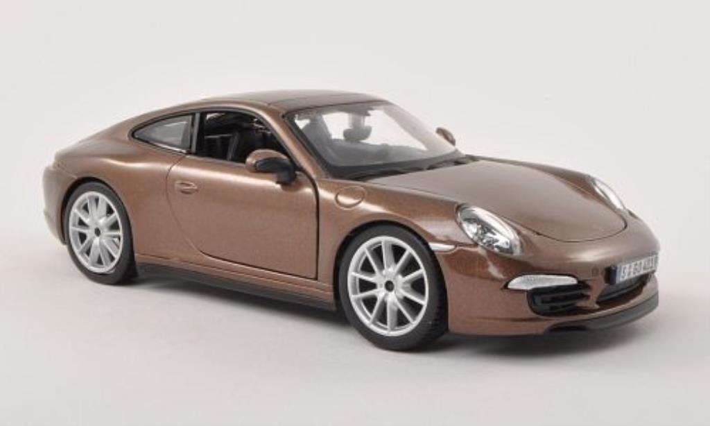Porsche 991 S 1/24 Burago Carrera S marroneee modellino in miniatura