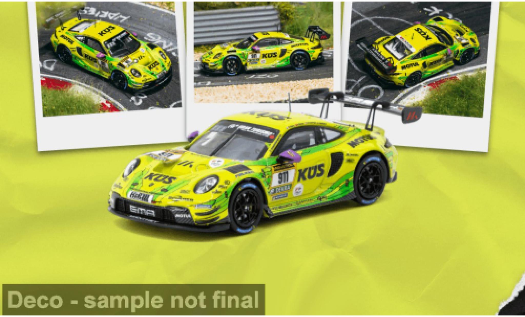 Porsche 992 GT3 R 1/64 Tarmac Works 911  gelb 24h N&Atilde;&frac14;rburgring 2024 #911 L.Vanthoor 1:64 modellini auto