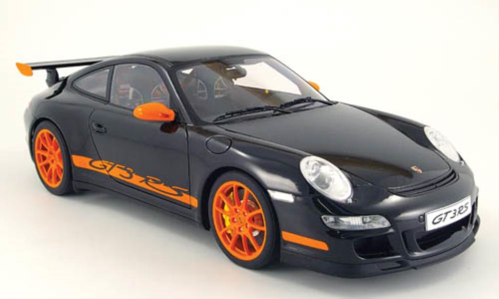 Porsche 997 GT3 1/12 Autoart GT3 nero mit orangenen Streifen modellino in miniatura