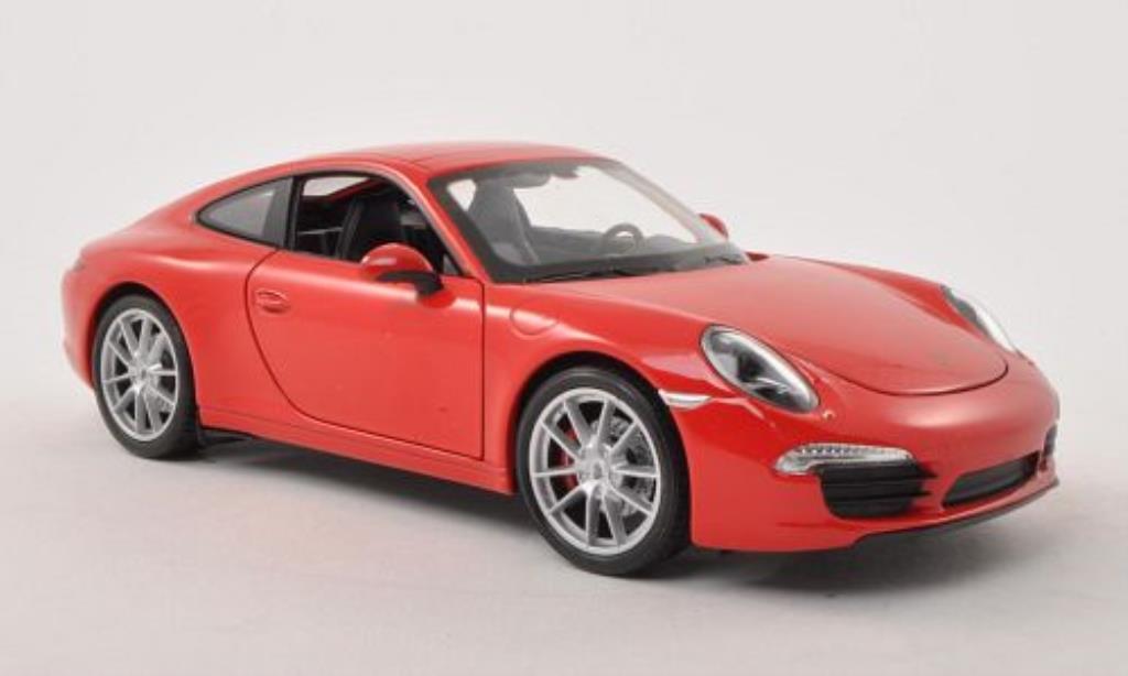 Porsche 991 S 1/24 Welly Carrera S rosso modellino in miniatura