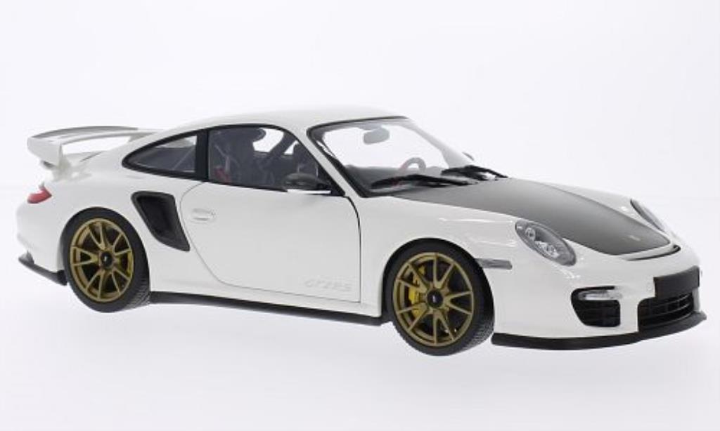 Porsche 997 GT2 1/18 Minichamps GT2 bianco mit goldenen Felgen 2011 modellino in miniatura