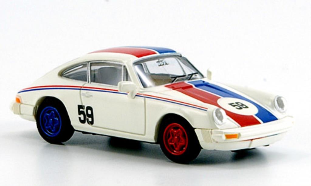 Porsche 911 1/87 Brekina No.59 bianco blu-rossoe Streifen modellino in miniatura