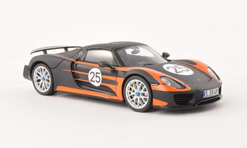 Porsche 918 1/43 Spark Spyder mit biancoach-Paket No.25 mattnero/orange 2013 modellino in miniatura