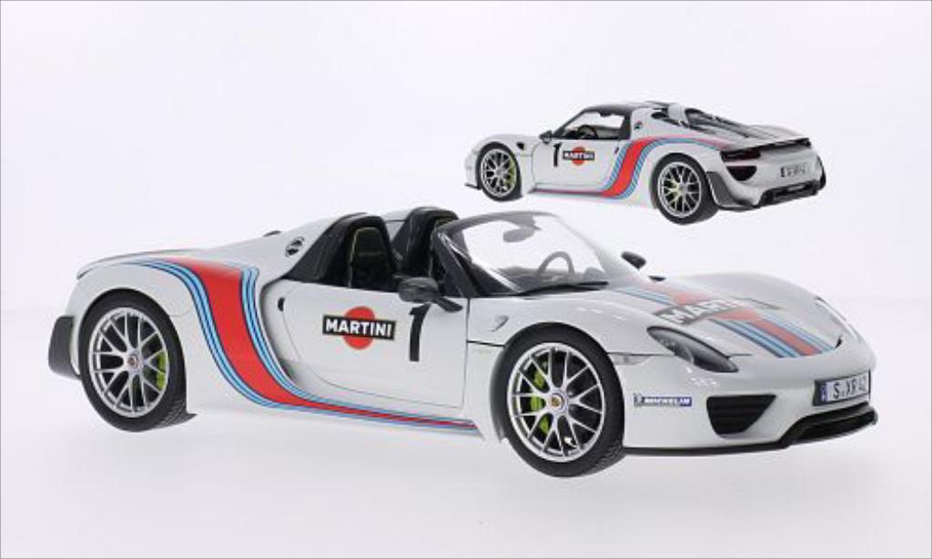Porsche 918 1/18 Minichamps Spyder bianco/Dekor Martini 2013 modellino in miniatura
