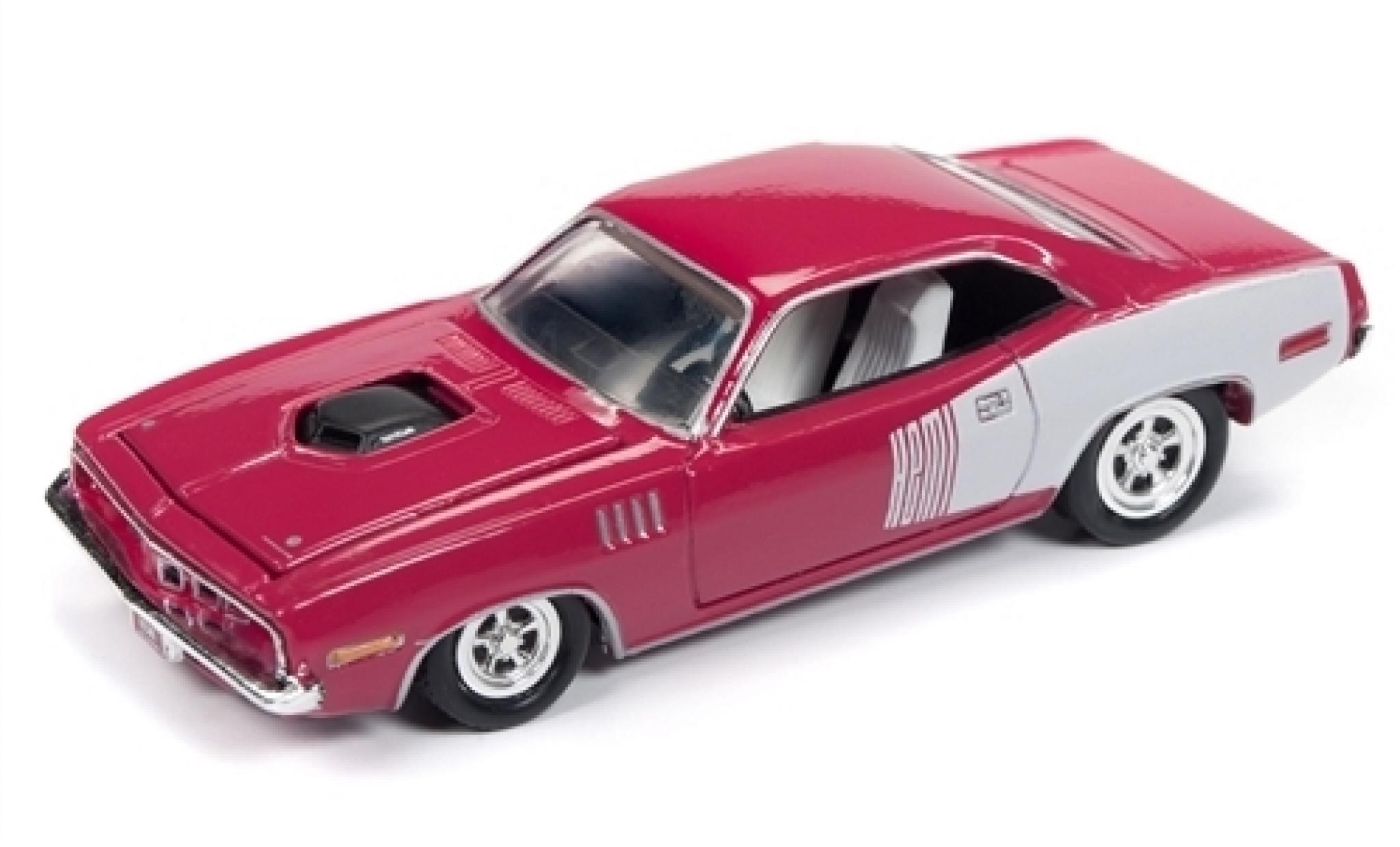 Plymouth Barracuda 1/64 Racing Champions rosa/bianco 1971 modellino in miniatura