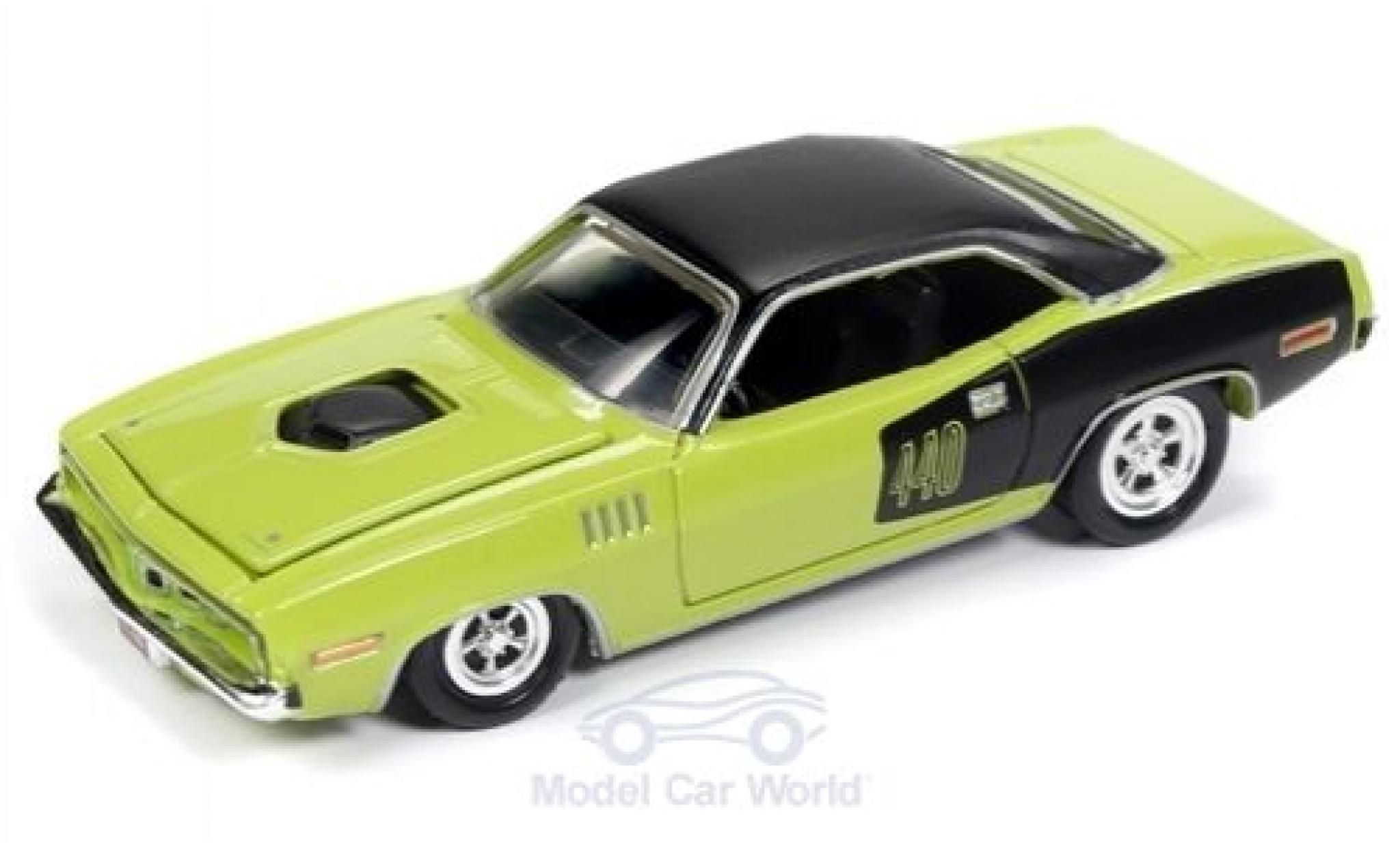 Plymouth Barracuda 1/64 Racing Champions verde/nero 1971 modellino in miniatura