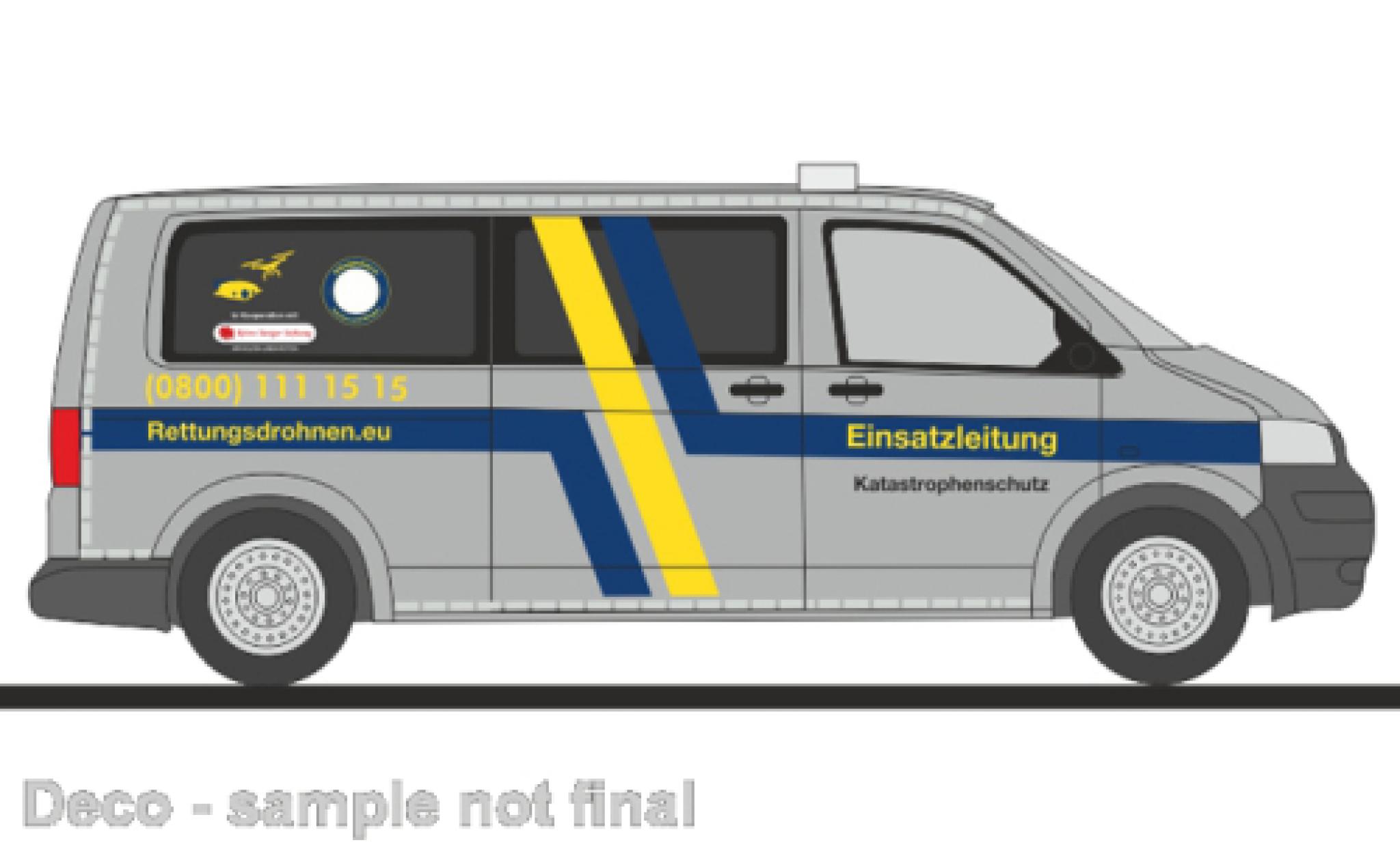 Volkswagen T5 1/87 Rietze ELW Rettungsdrohnen 2010 modellino in miniatura