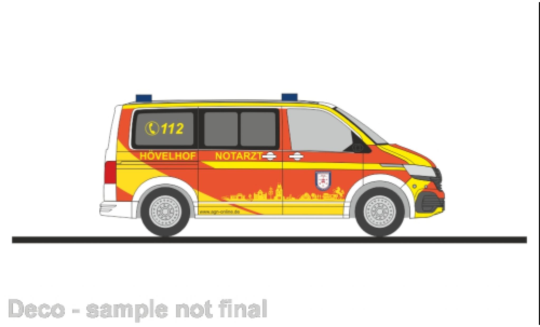 Volkswagen T6 1/87 Rietze .1 bus médecin d Hövelhof cercle Paderborn modellino in miniatura