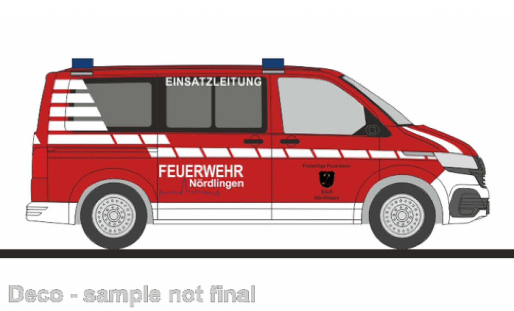 Volkswagen T6 1/87 Rietze .1 bus pompiers Nördlingen modellino in miniatura