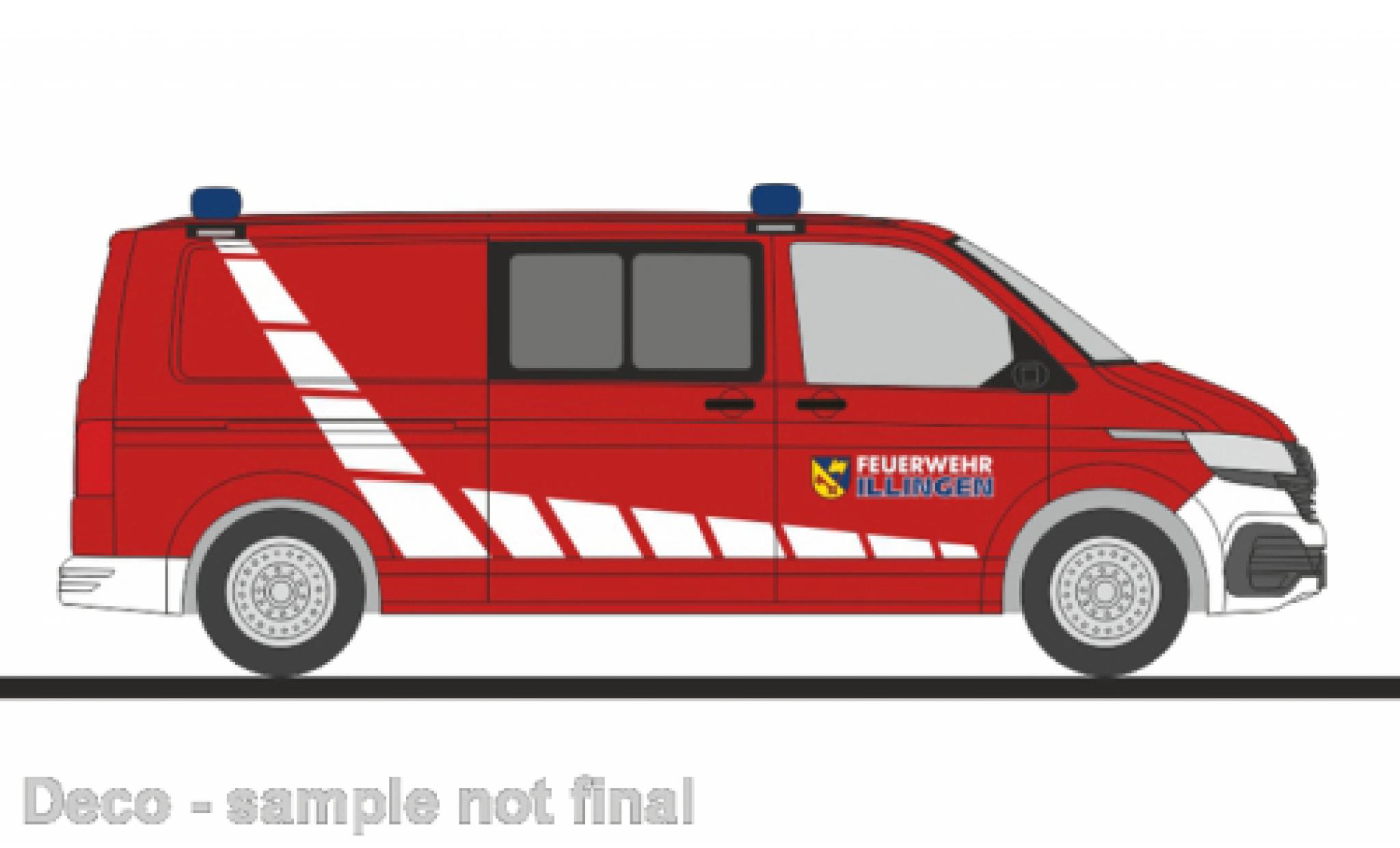 Volkswagen T6 1/87 Rietze .1 pompiers Illingen modellino in miniatura