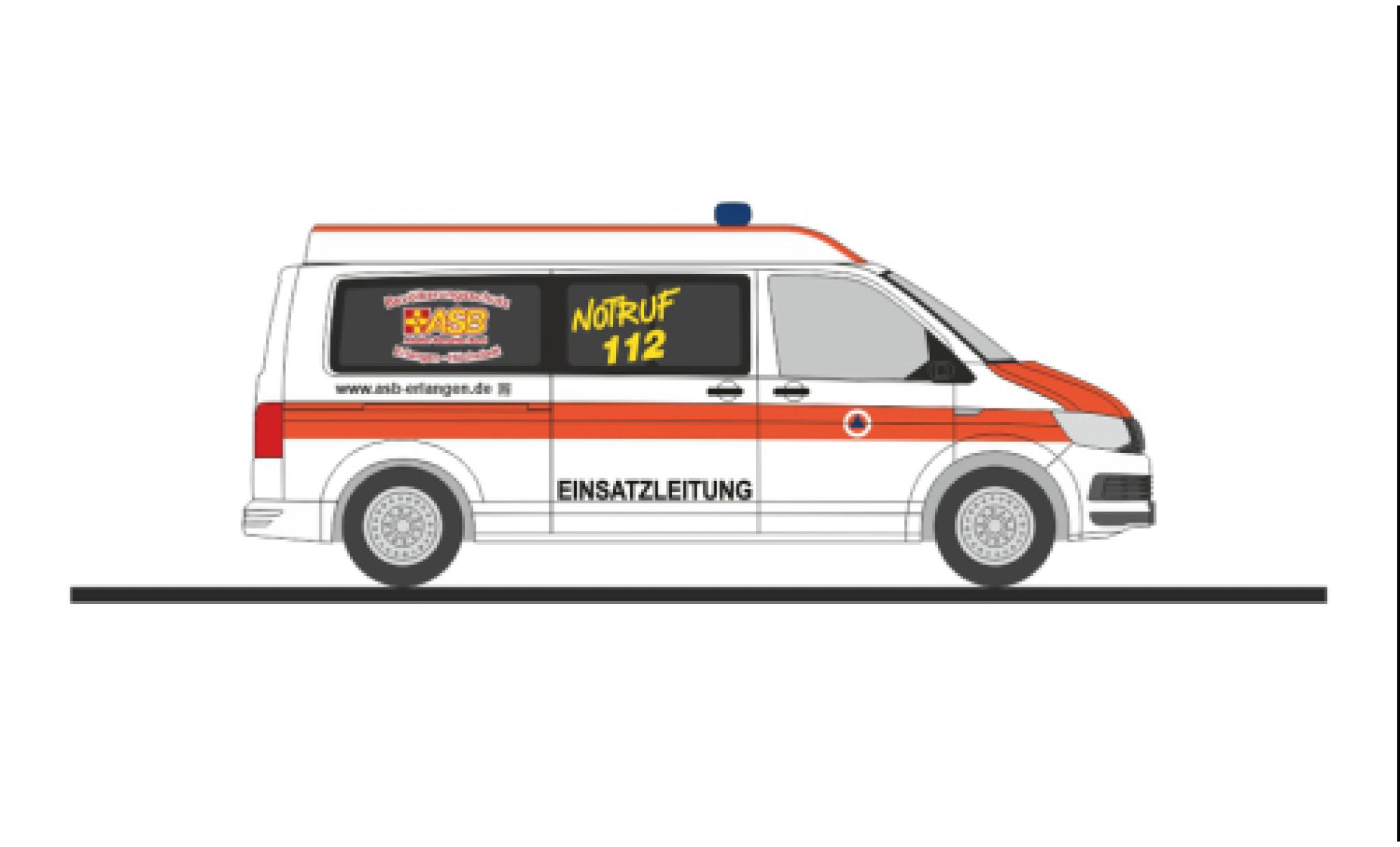 Volkswagen T6 1/87 Rietze bus ASB RV Erlangen - Höchstadt modellino in miniatura