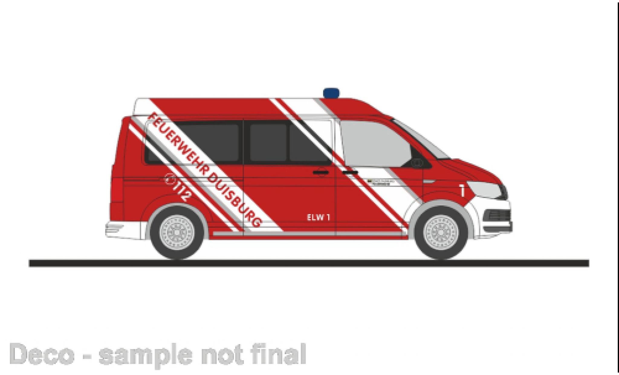 Volkswagen T6 1/87 Rietze bus pompiers Duisburg modellino in miniatura