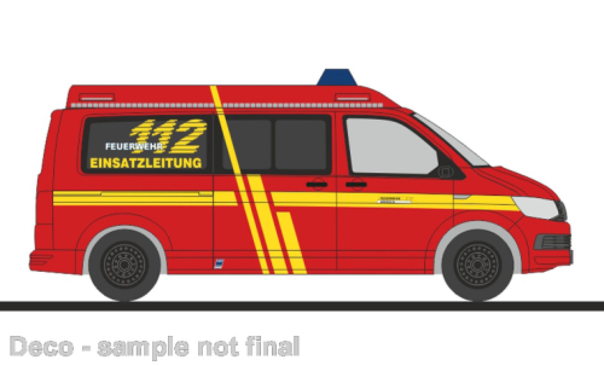 Volkswagen T6 1/87 Rietze bus pompiers Krefeld modellino in miniatura