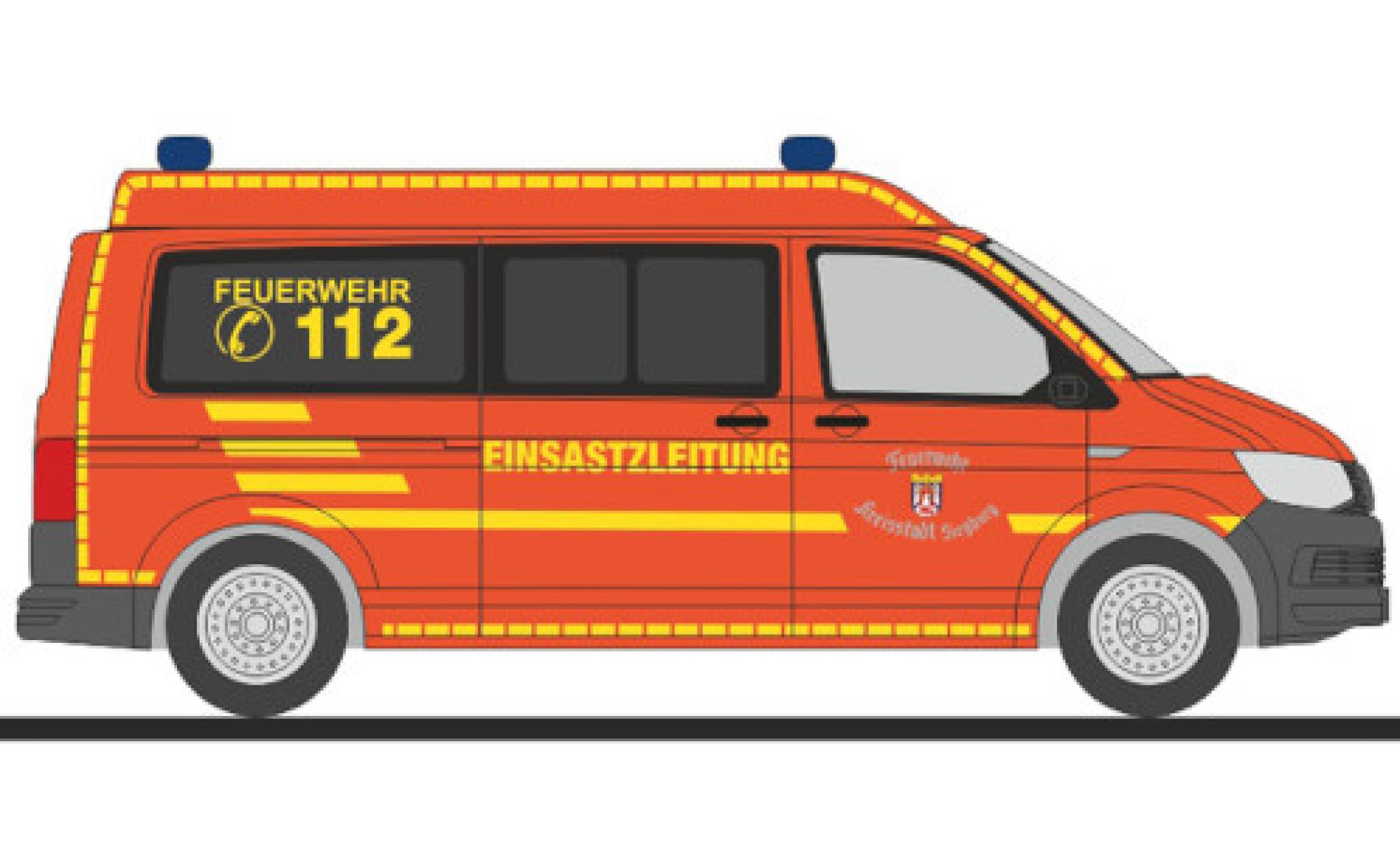 Volkswagen T6 1/87 Rietze bus pompiers Siegburg modellino in miniatura