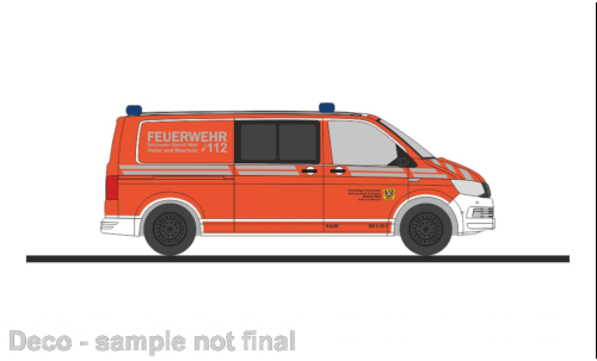 Volkswagen T6 1/87 Rietze demi bus pompiers Gelnhausen West modellino in miniatura