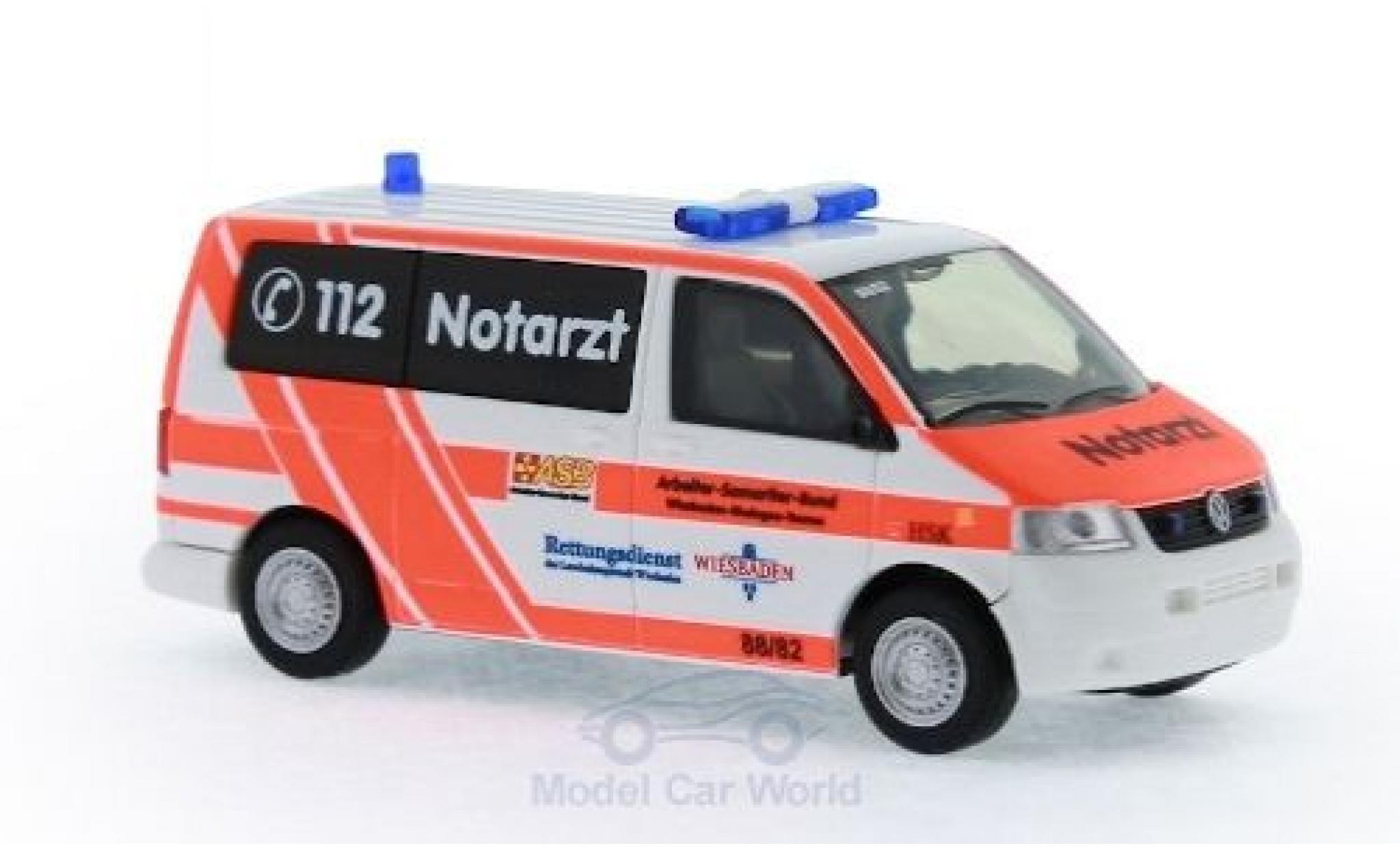 Volkswagen T5 1/87 Rietze Notarzt ASB KV Wiesbaden 2003 modellino in miniatura