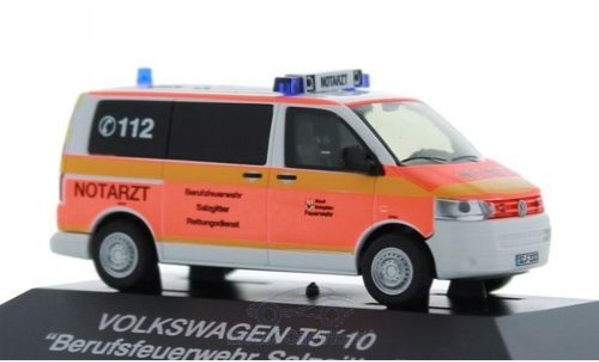Volkswagen T5 1/87 Rietze Notarzt Feuerwehr Salzgitter 2010 modellino in miniatura
