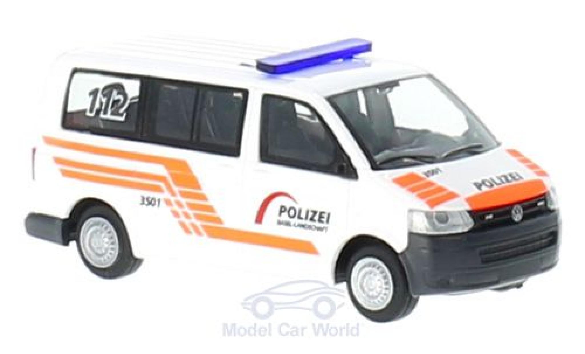 Volkswagen T5 1/87 Rietze Polizei Baselland (CH) ohne Vitrine modellino in miniatura