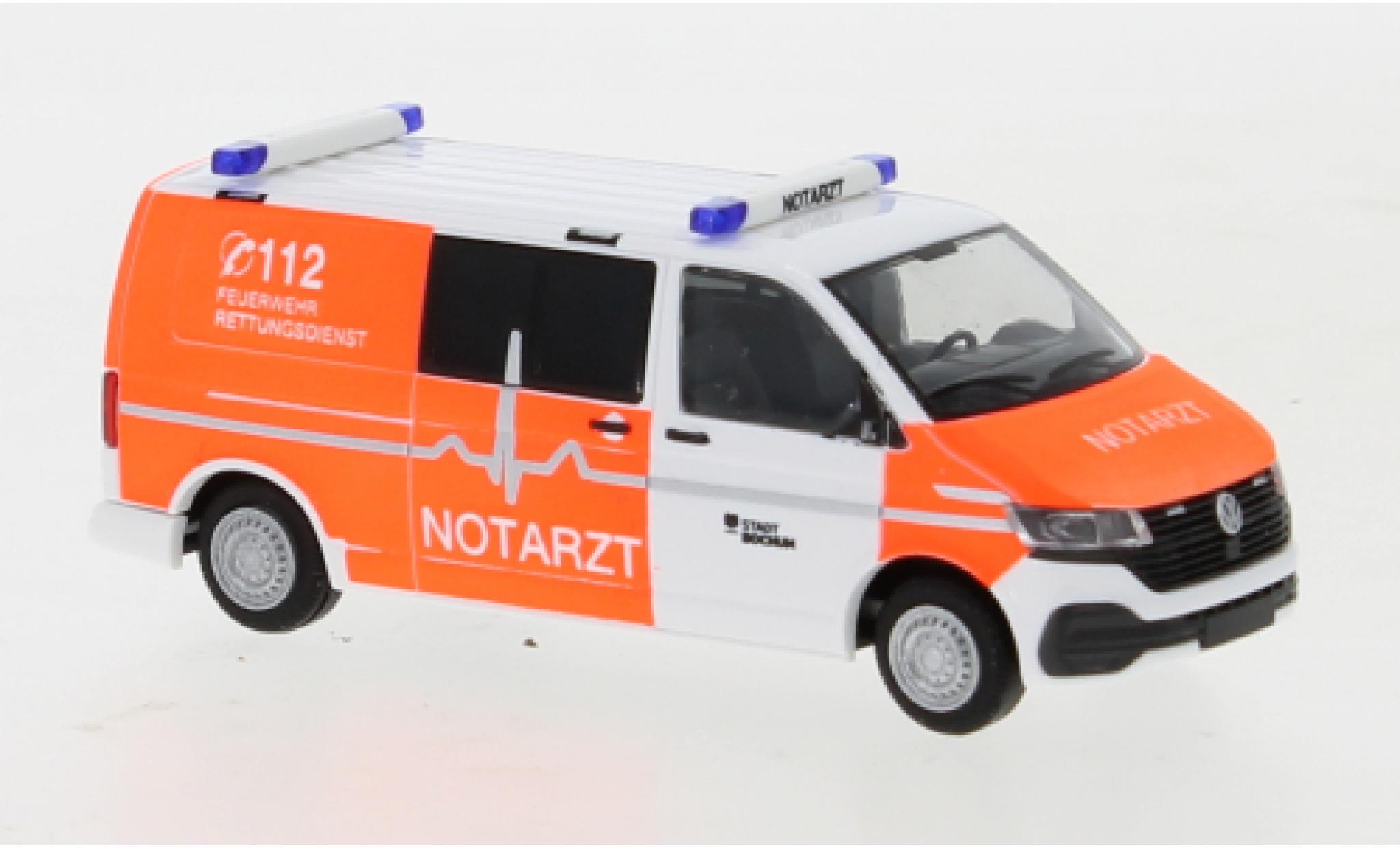 Volkswagen T6 1/87 Rietze .1 Feuerwehr Bochum Notarzt plus long empattement modellino in miniatura