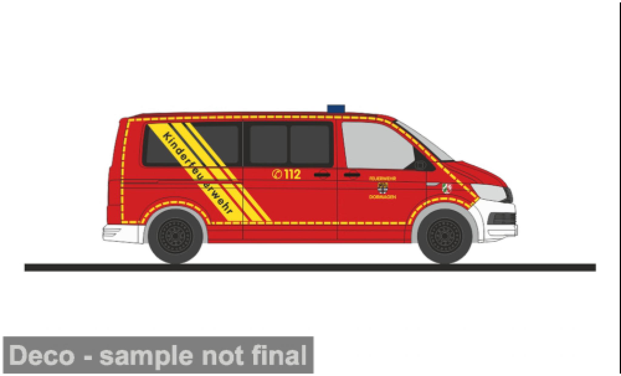 Volkswagen T6 1/87 Rietze Feuerwehr Dormagen 1:87 modellino in miniatura