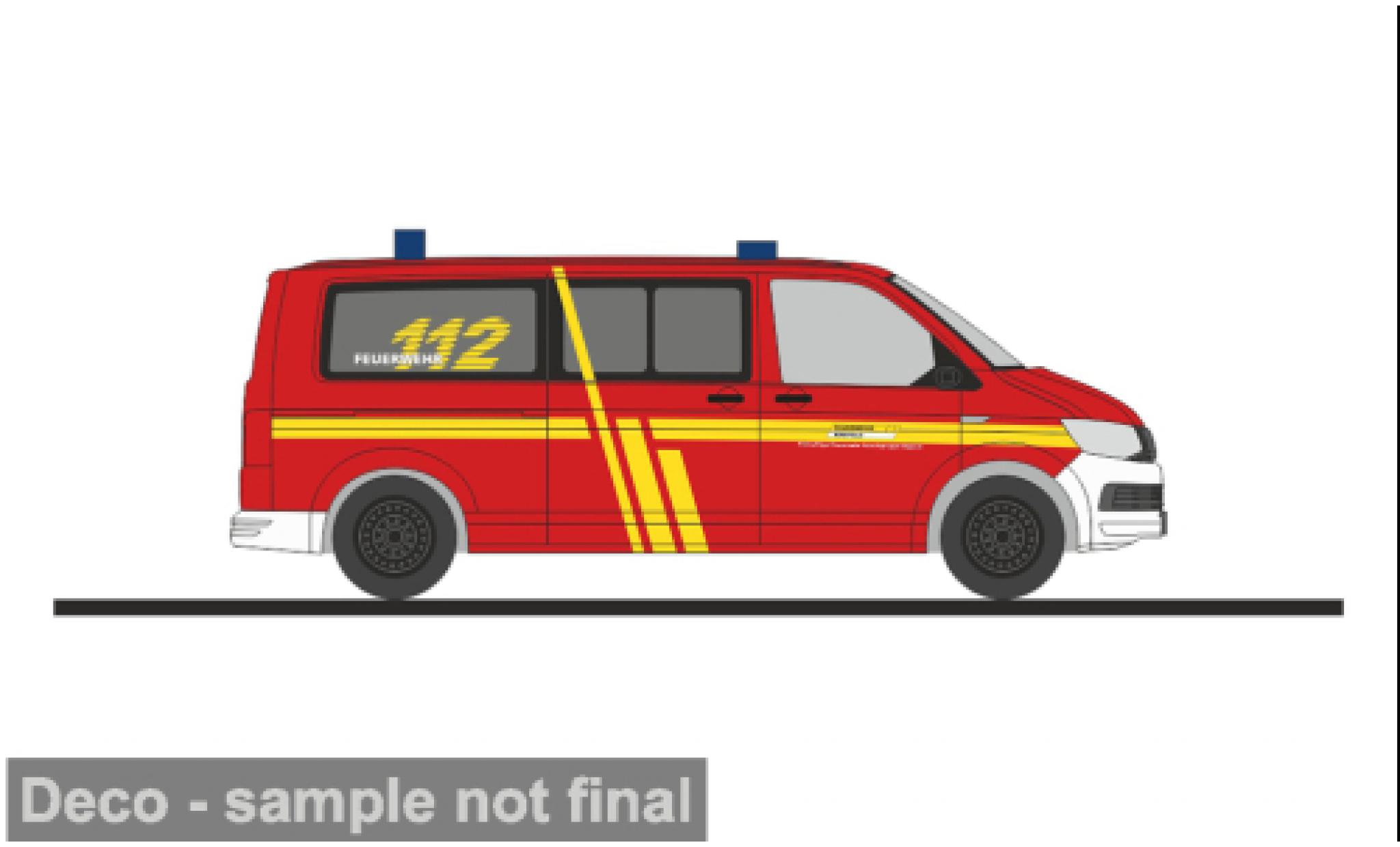 Volkswagen T6 1/87 Rietze Feuerwehr Krefeld 1:87 modellino in miniatura