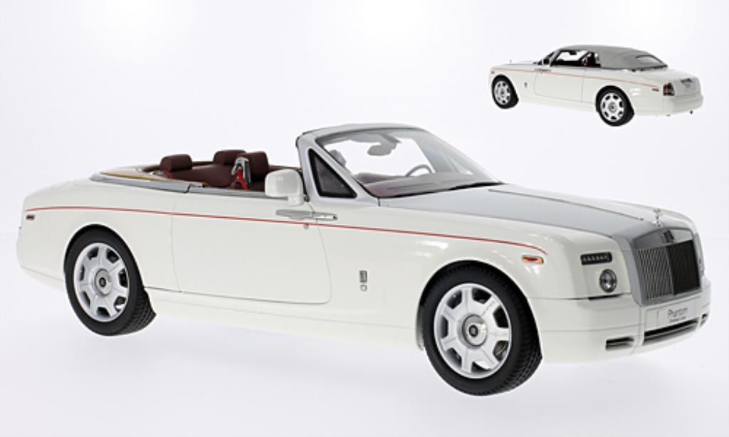Rolls Royce Phantom 1/18 Kyosho Drophead Coupe bianco/matt-grigio mit rossoem Zierstreifen LHD modellino in miniatura