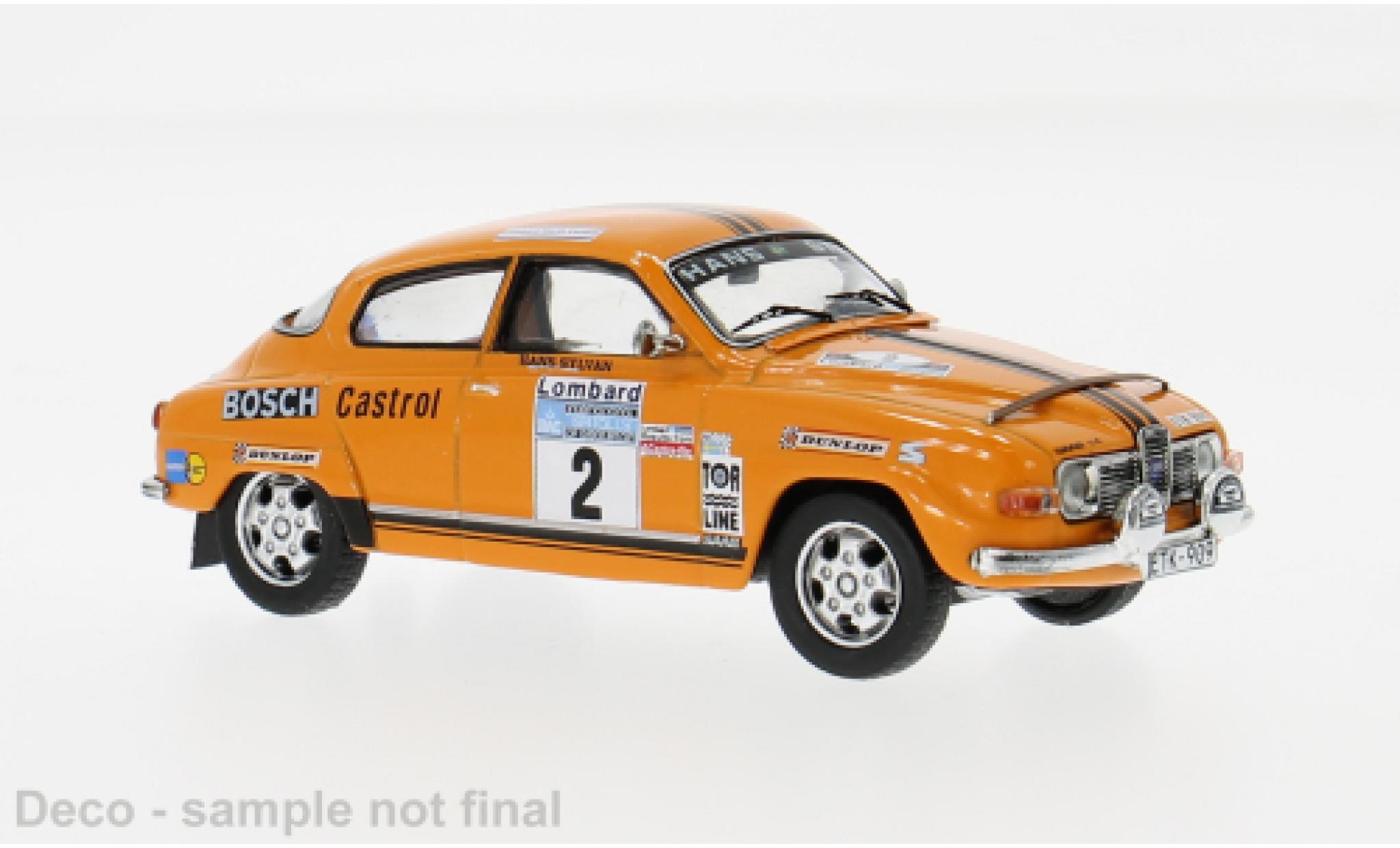 Saab 96 1/43 IXO V4 RAC Rally 1974 #2 S.Blomqvist/H.Sylvan 1:43 modellino in miniatura