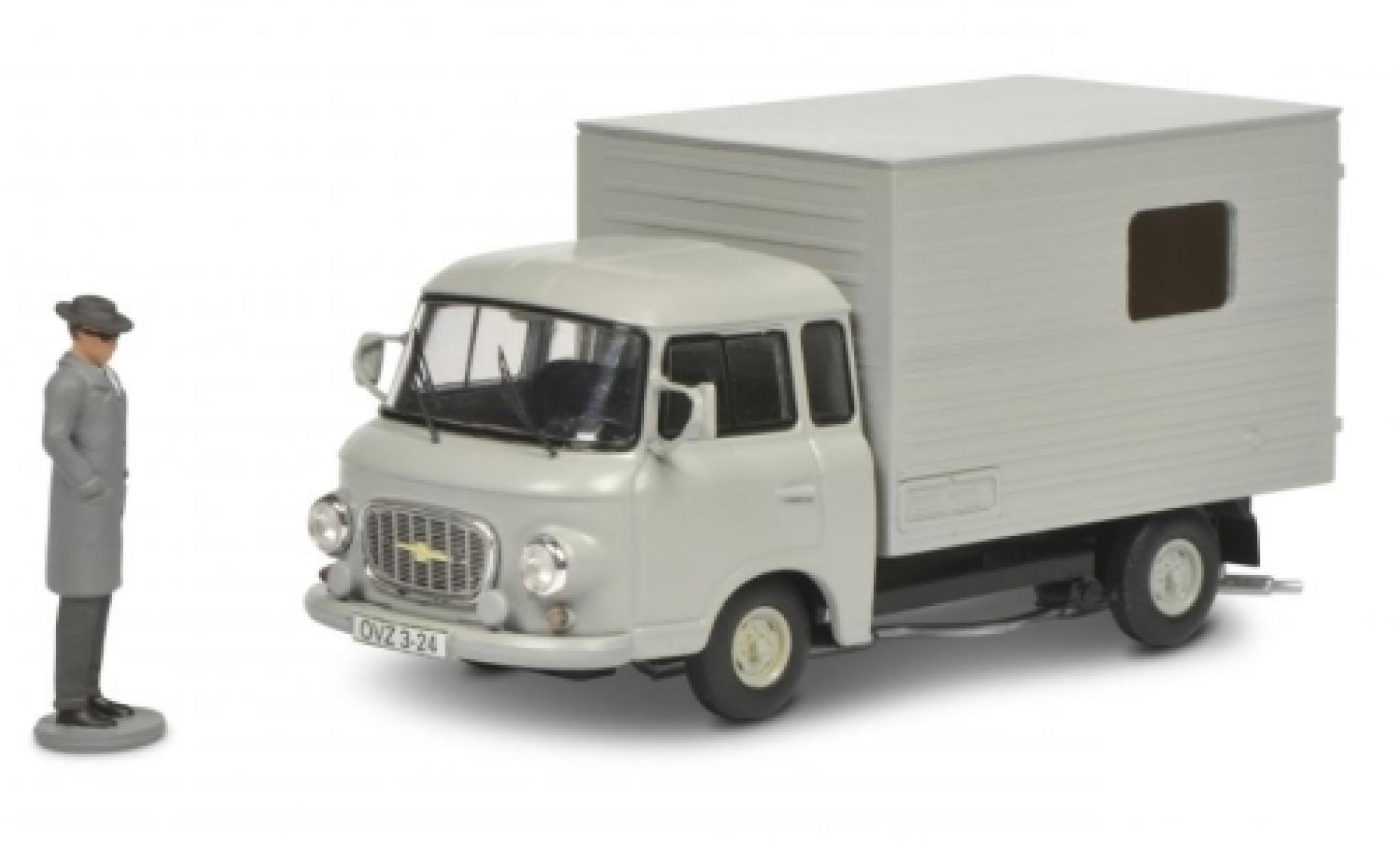 Barkas B 1000 1/43 Schuco Kofferwagen grigio avec figurine modellino in miniatura