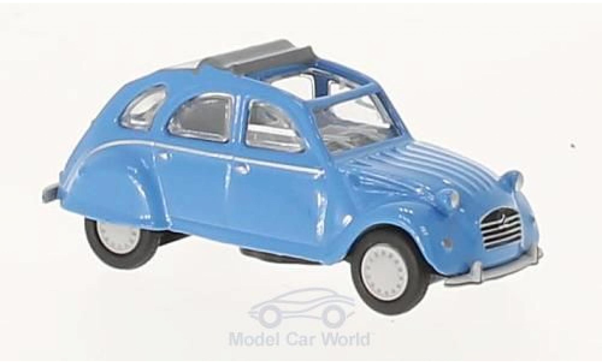 Citroen 2CV 1/87 Schuco 2 CV blu mit geöffnetem Verdeck modellino in miniatura
