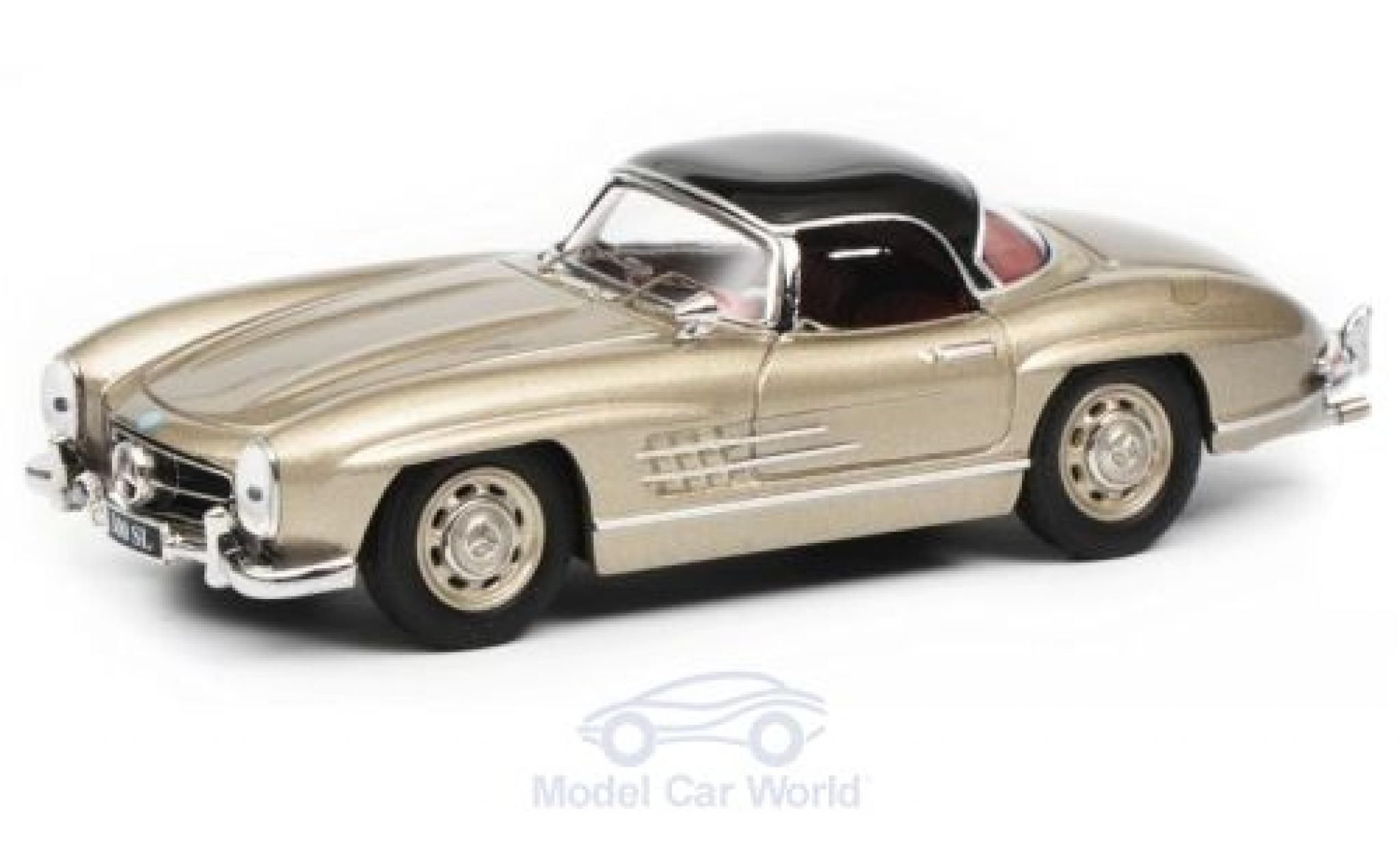 Mercedes 300 1/43 Schuco SL Roadster (W198) metallico beige/nero modellino in miniatura