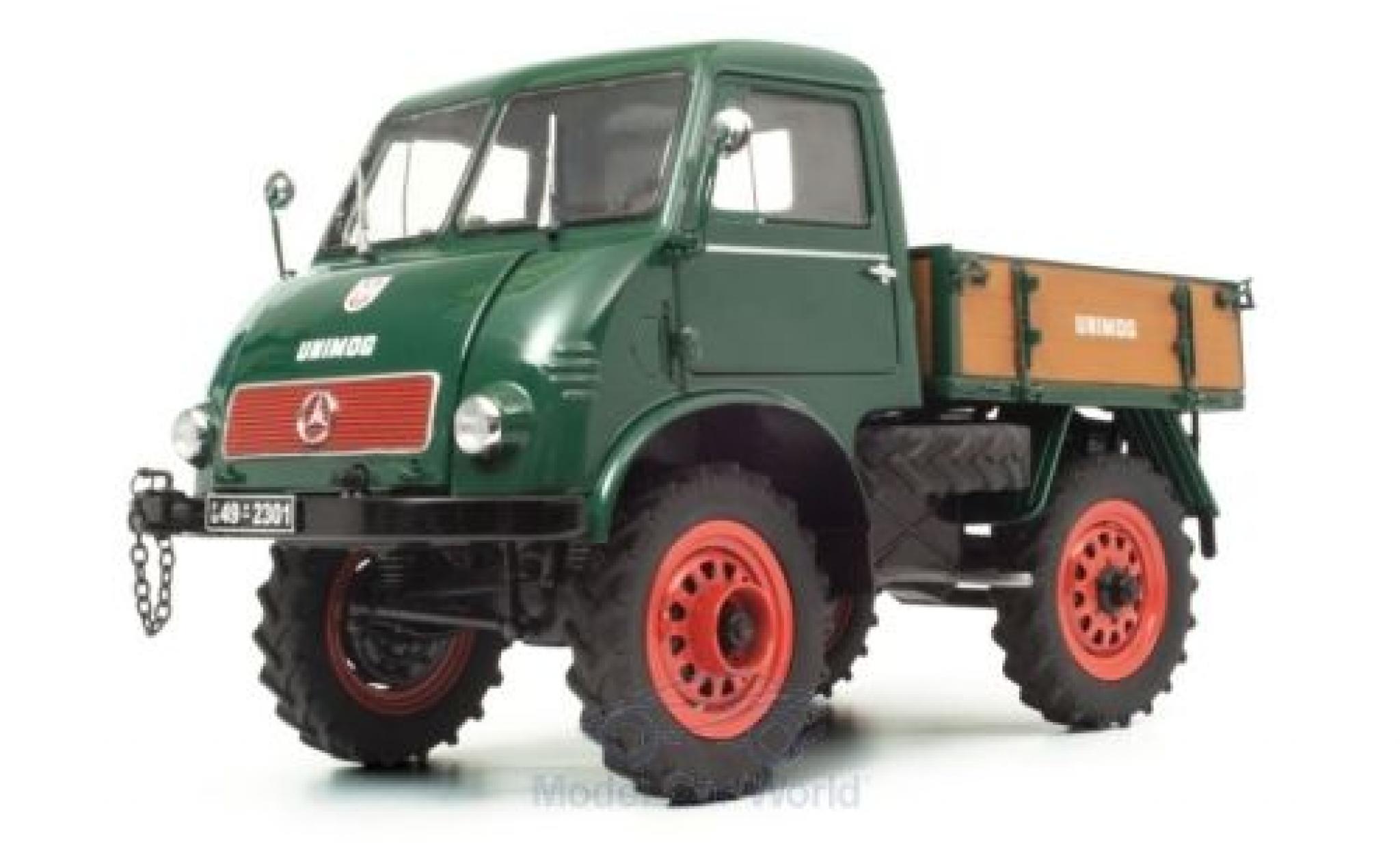 Mercedes Unimog 1/18 Schuco 401 verde 1953 modellino in miniatura