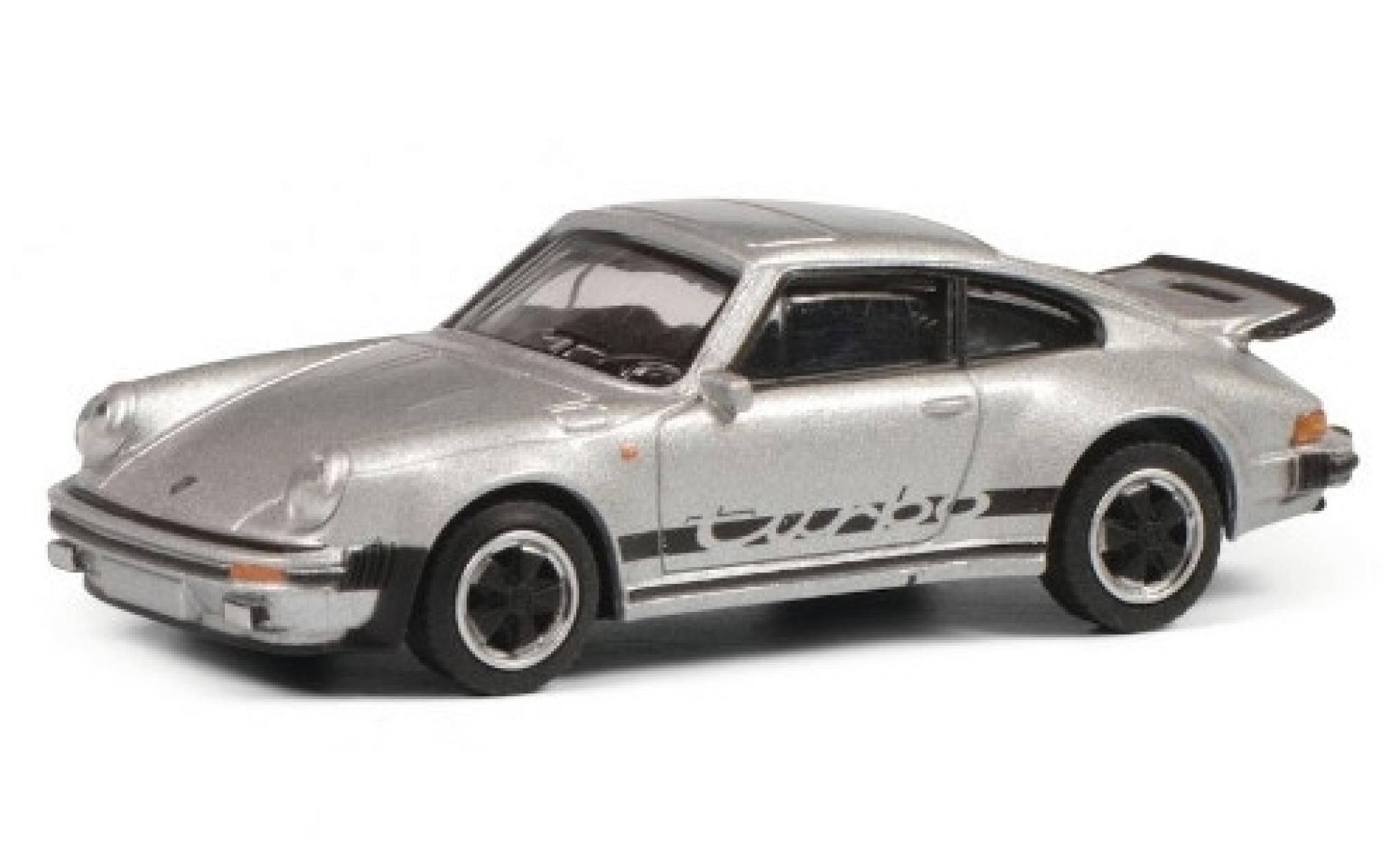 Porsche 911 1/64 Schuco 3.0 Turbo grigio/Dekor modellino in miniatura
