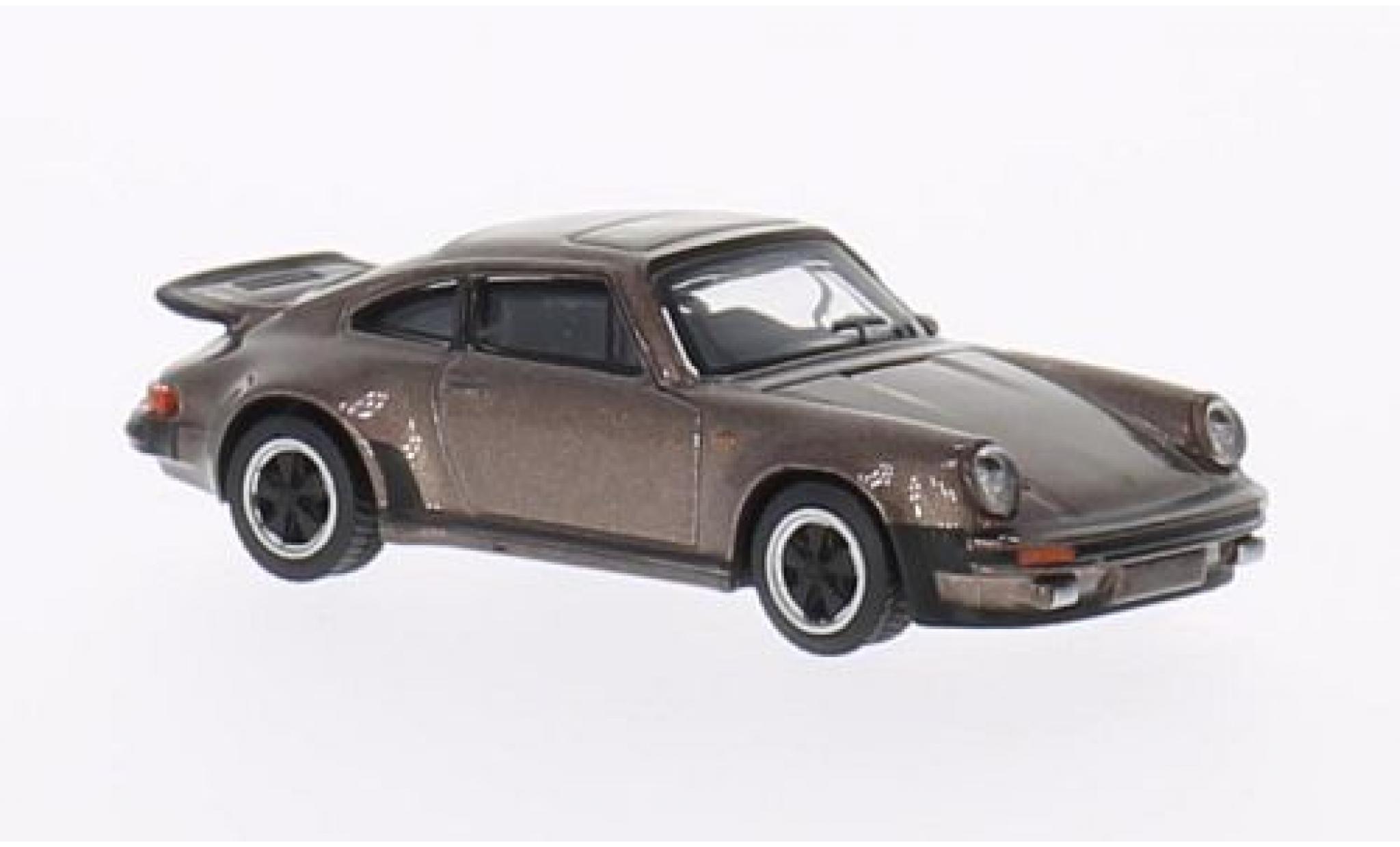 Porsche 911 1/64 Schuco Turbo 3.0 metallico marroneee modellino in miniatura