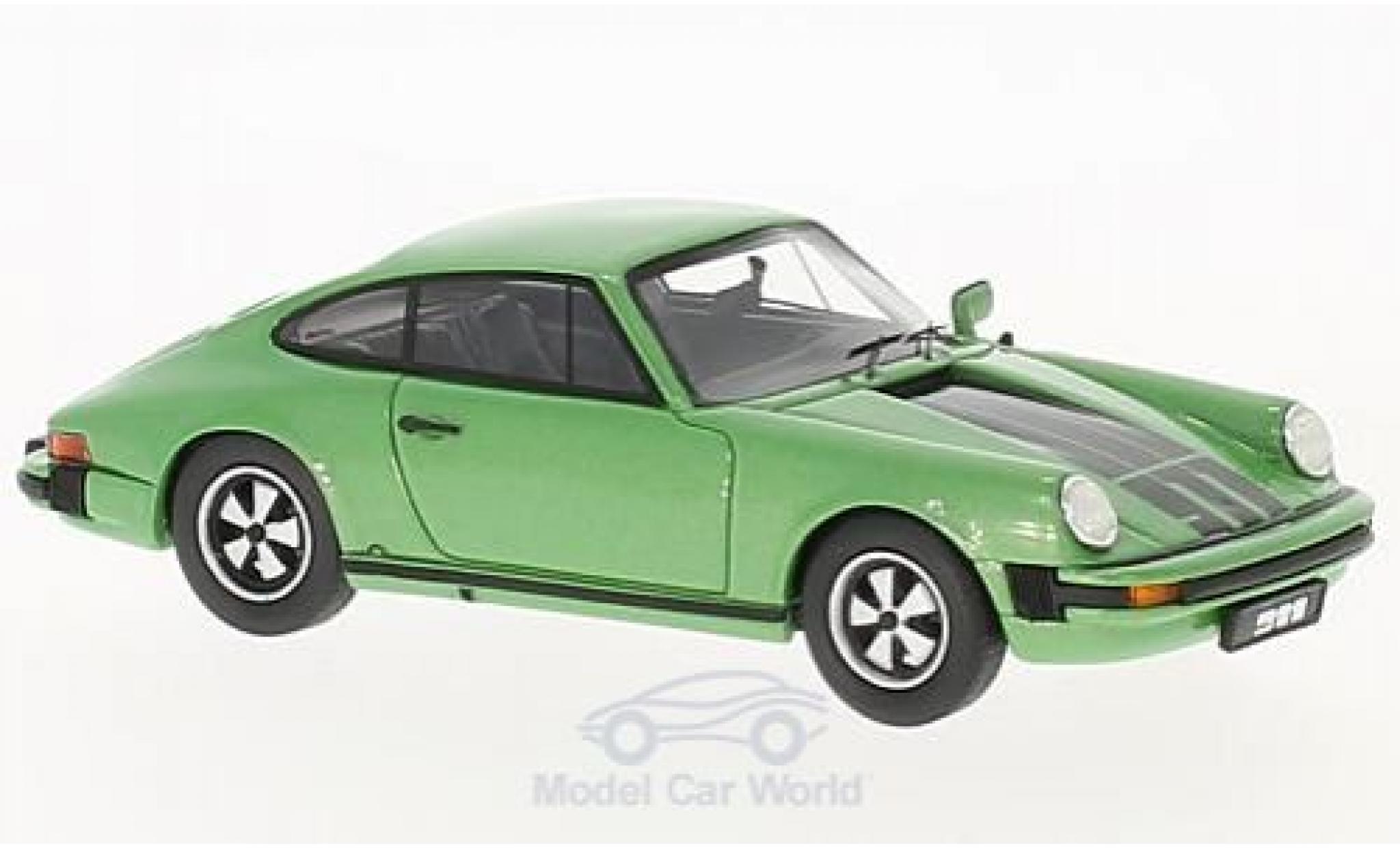 Porsche 911 SC 1/43 Schuco Coupe metallico verde/Dekor modellino in miniatura