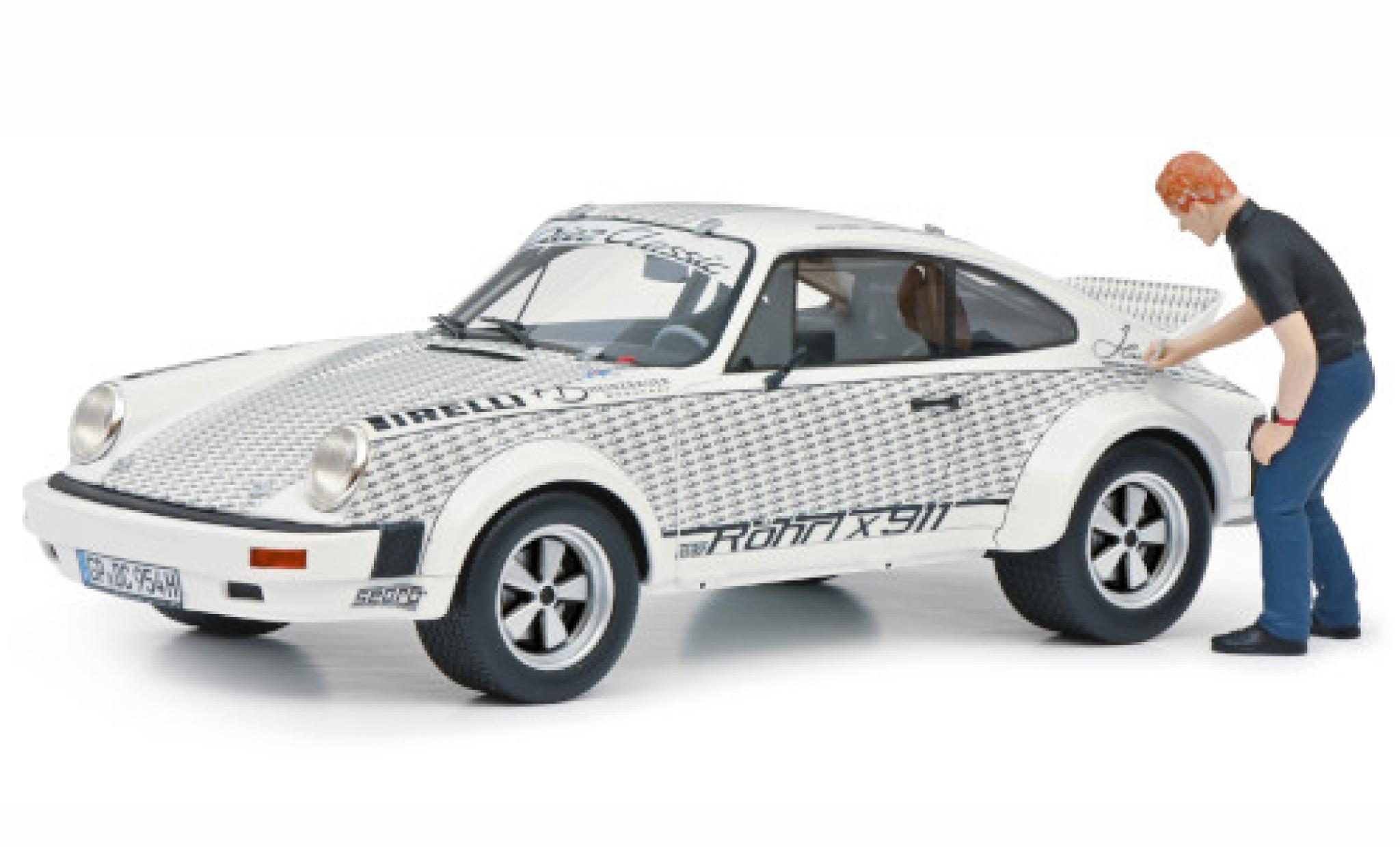 Porsche 911 1/18 Schuco Röhrl x bianco/Dekor avec figurine modellino in miniatura