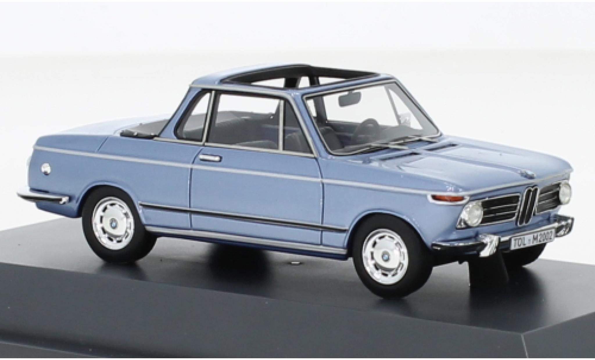 Bmw 2002 1/43 Schuco Baur Cabriolet metallise blu 1975 modellino in miniatura