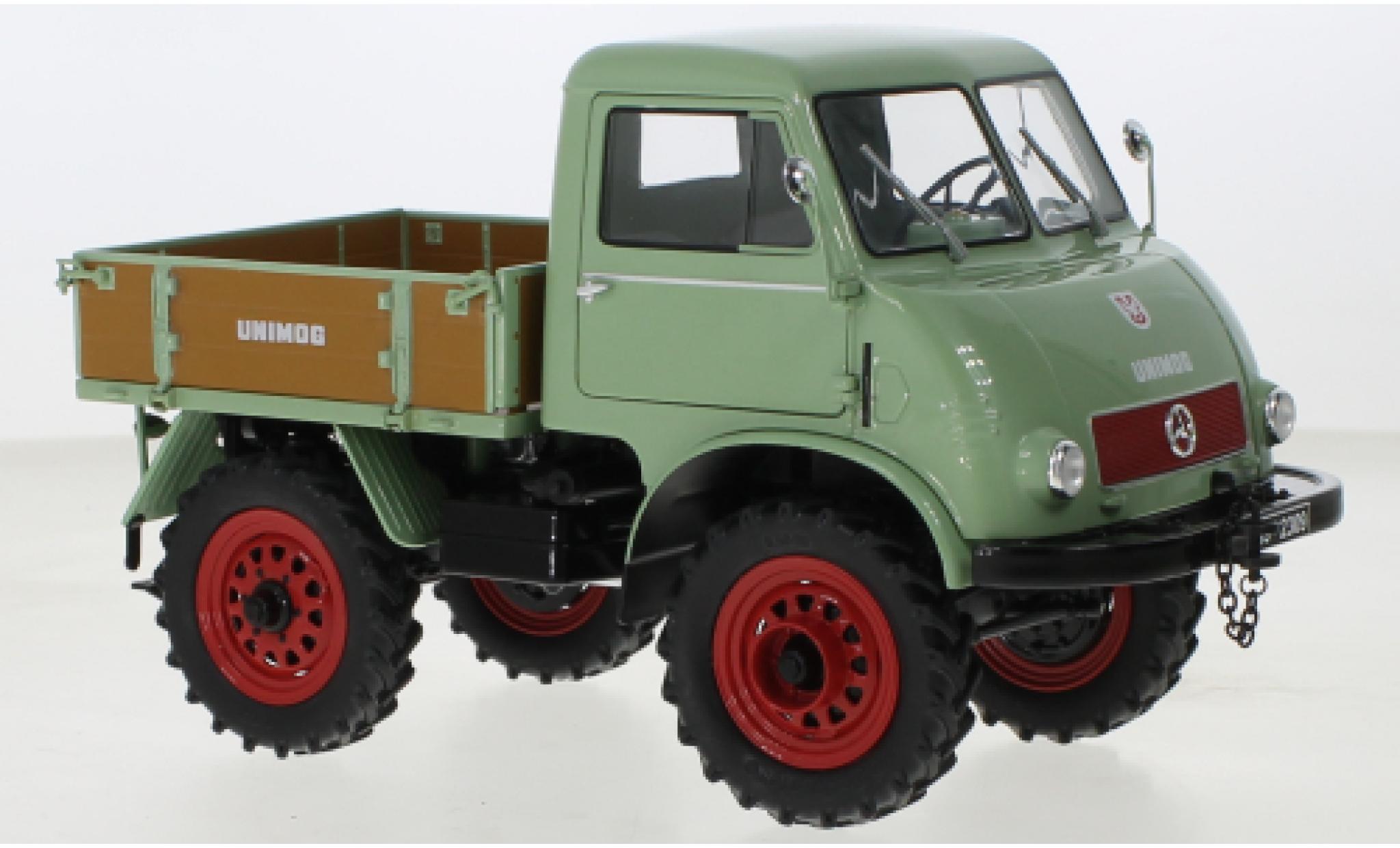 Mercedes Unimog 1/18 Schuco U401 verde modellino in miniatura
