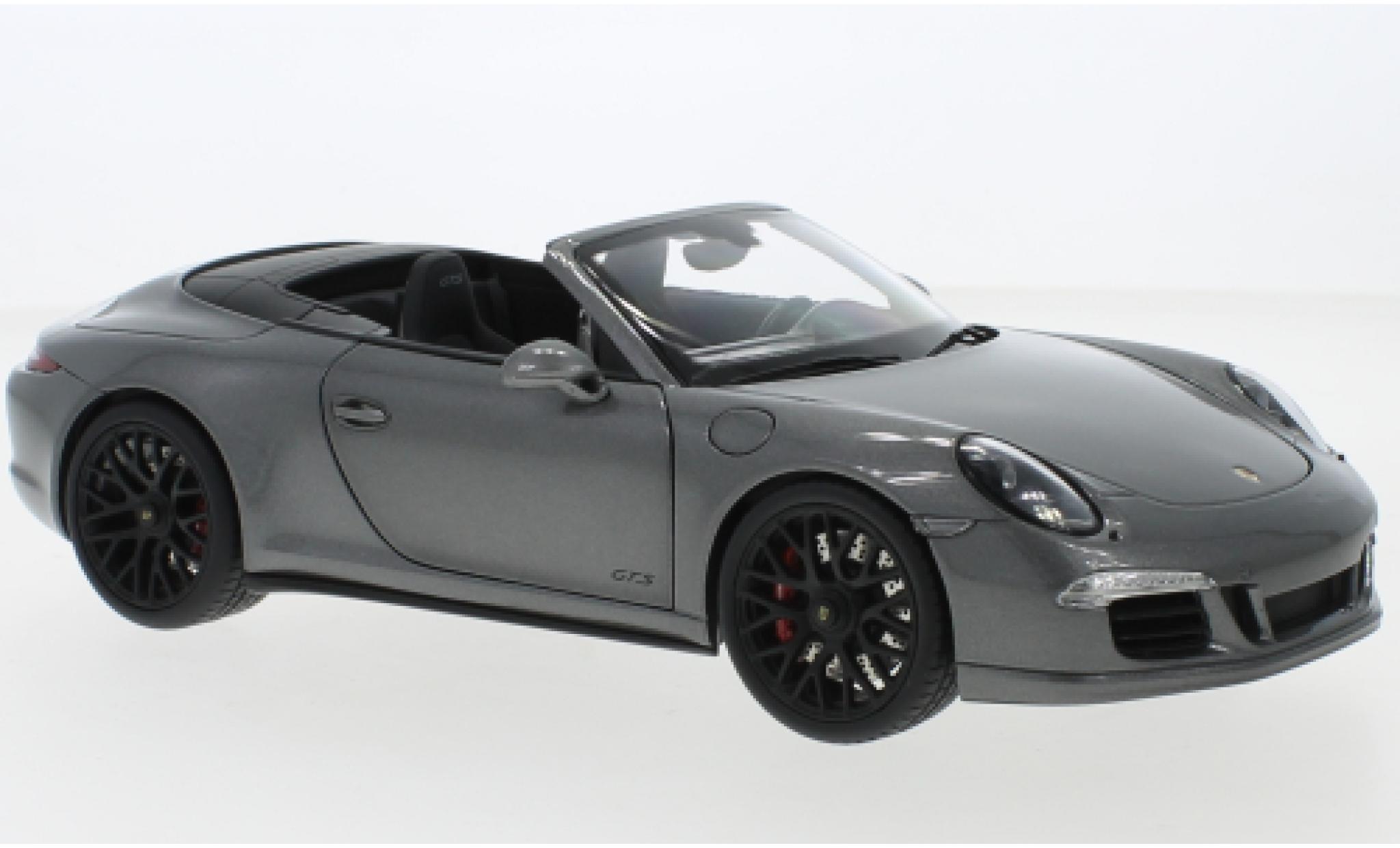 Porsche 991 GTS 1/18 Schuco 911 (.1) Carrera cabriolet metallise grigio modellino in miniatura