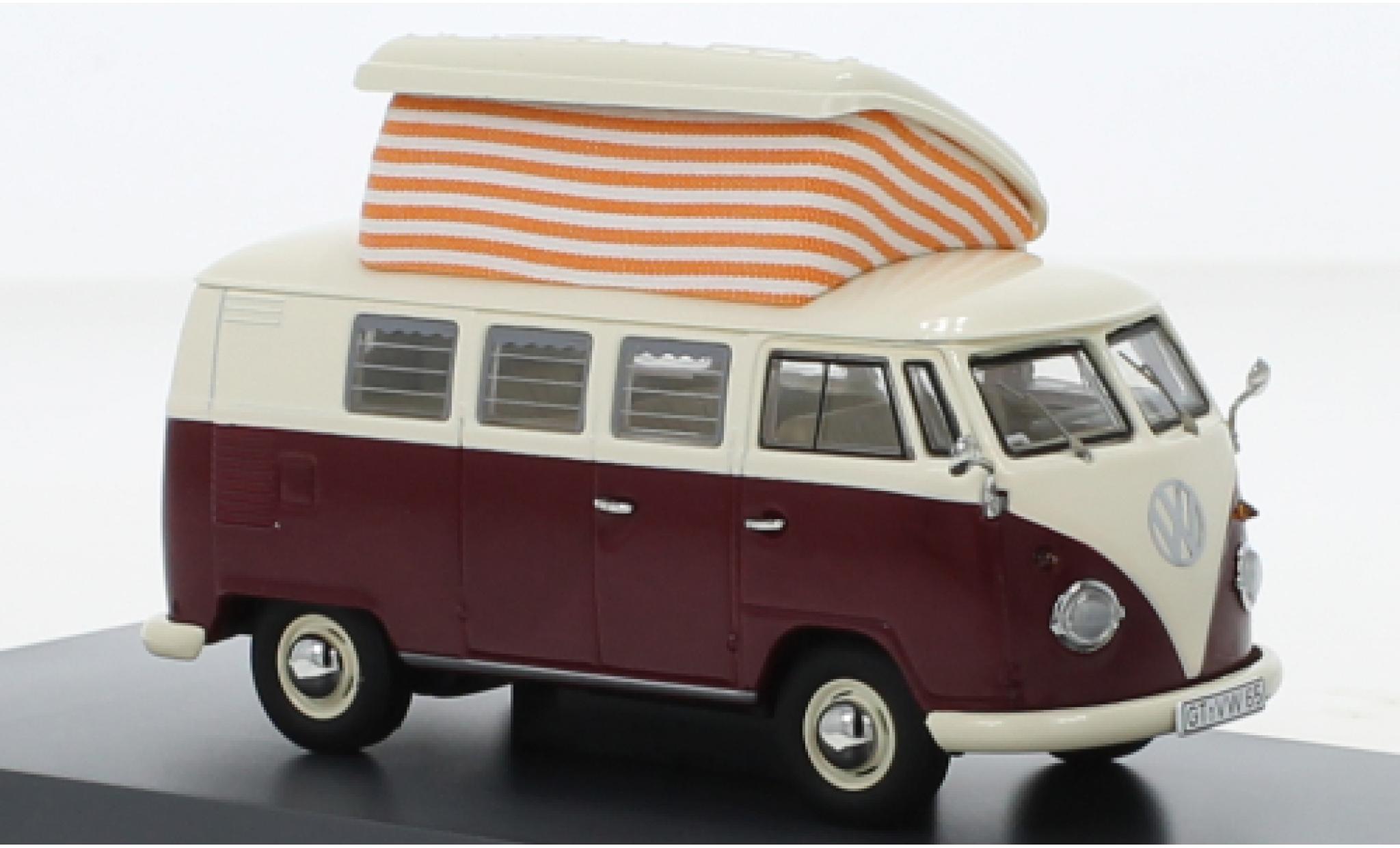 Volkswagen T1 1/43 Schuco Camper rosso foncé/beige clair modellino in miniatura