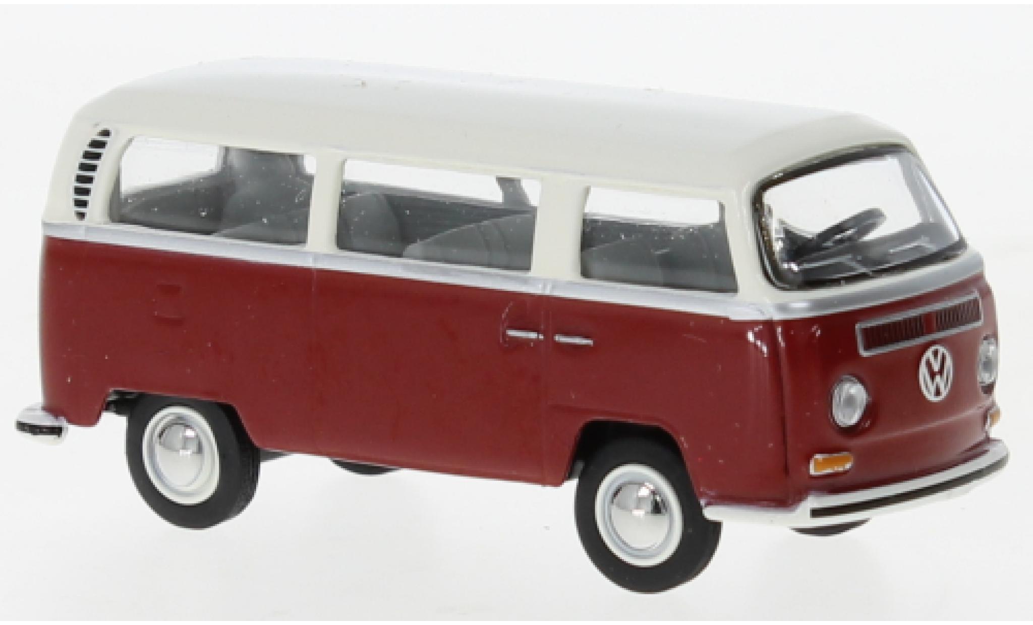 Volkswagen T2 1/64 Schuco bus rosso foncé/bianco modellino in miniatura