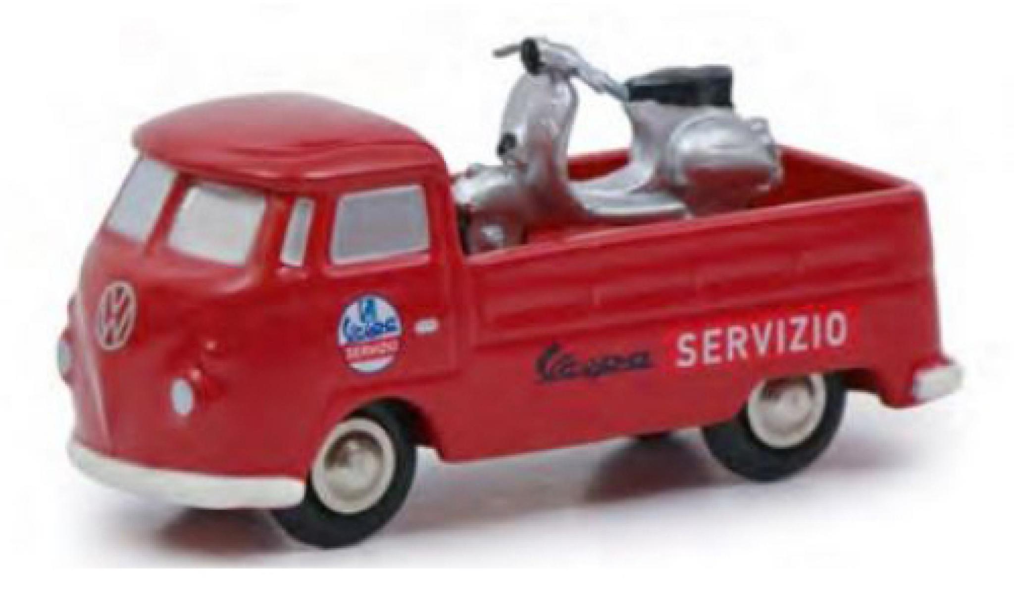 Volkswagen T1 1/90 Schuco Pritsche Servizio Vespa avec Vespa modellino in miniatura